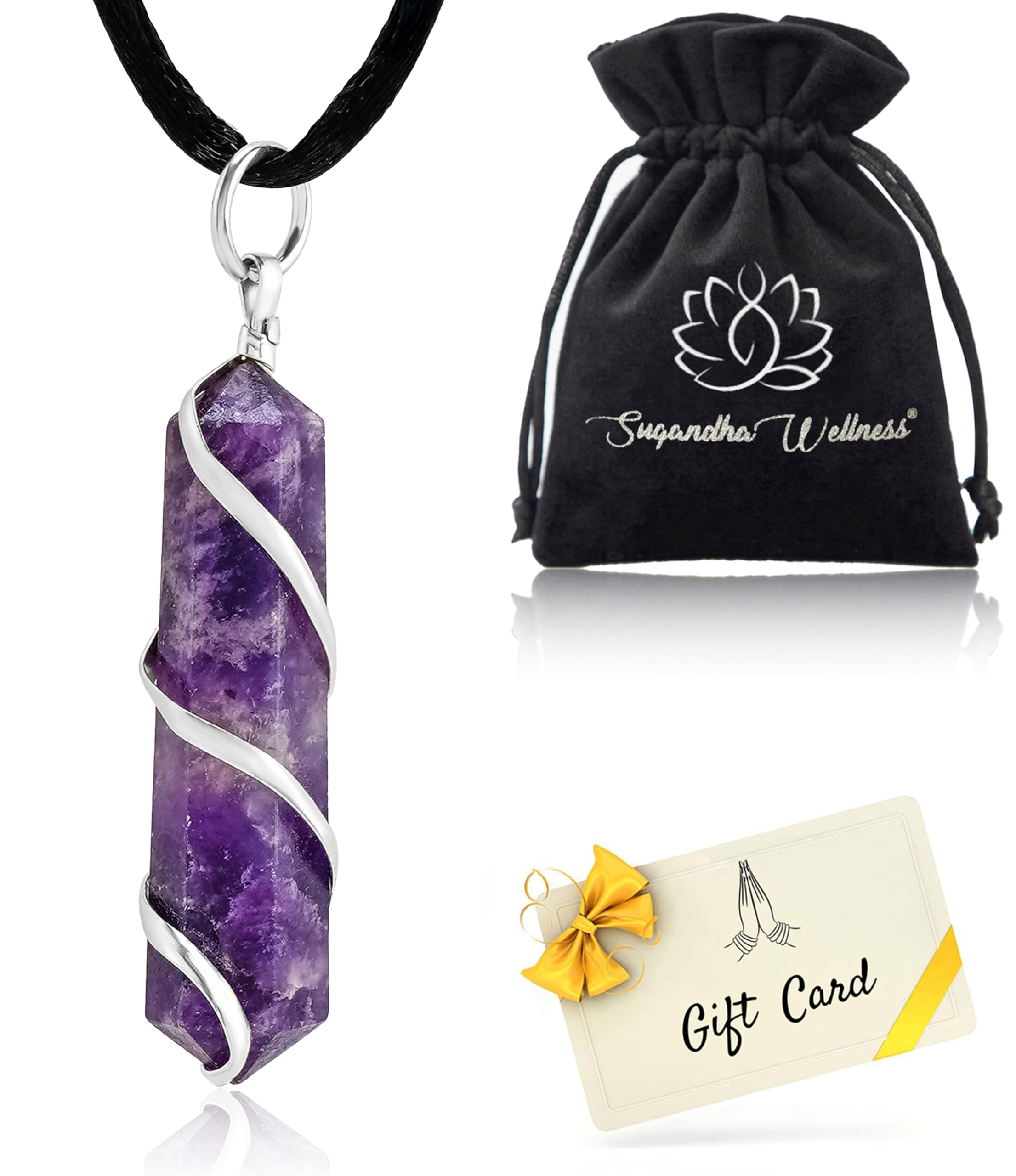 Lepidolite Healing Crystal Necklace - Stress Relief & Powerful Mood Stabilizer. Inner Peace Pendant. Jewelry Gift for Yoga, Meditation & Reiki