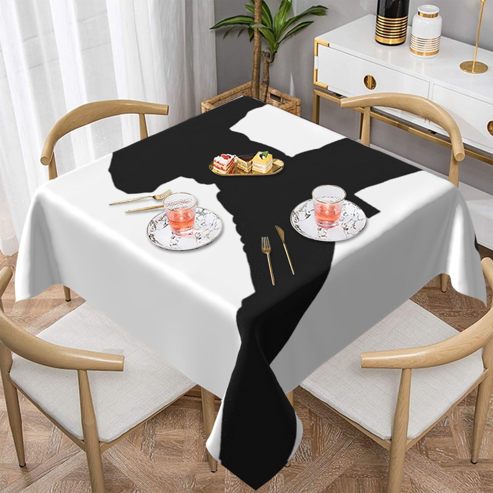 DCEHGEW karates Prints Square Tablecloth 137x137 CM, Waterproof Fabric Table Cloth for Dining Table, Farmhouse Table Cover for Kitchen Dining Tabletop Decoration