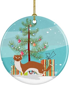 Carolines Treasures Weasel Christmas Ceramic Christmas Ornament Multi Color, 3 inch, BB9237CO1