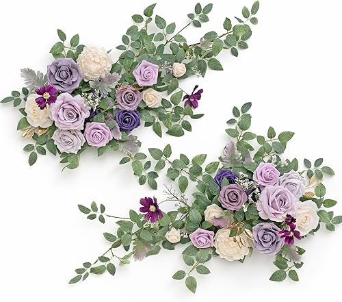 Miniatura 10 de Ling's Moment 2 piezas de centros de mesa de flores artificiales, arreglos de vegetación de flores para noviocabeza, decoración de mesa de boda,