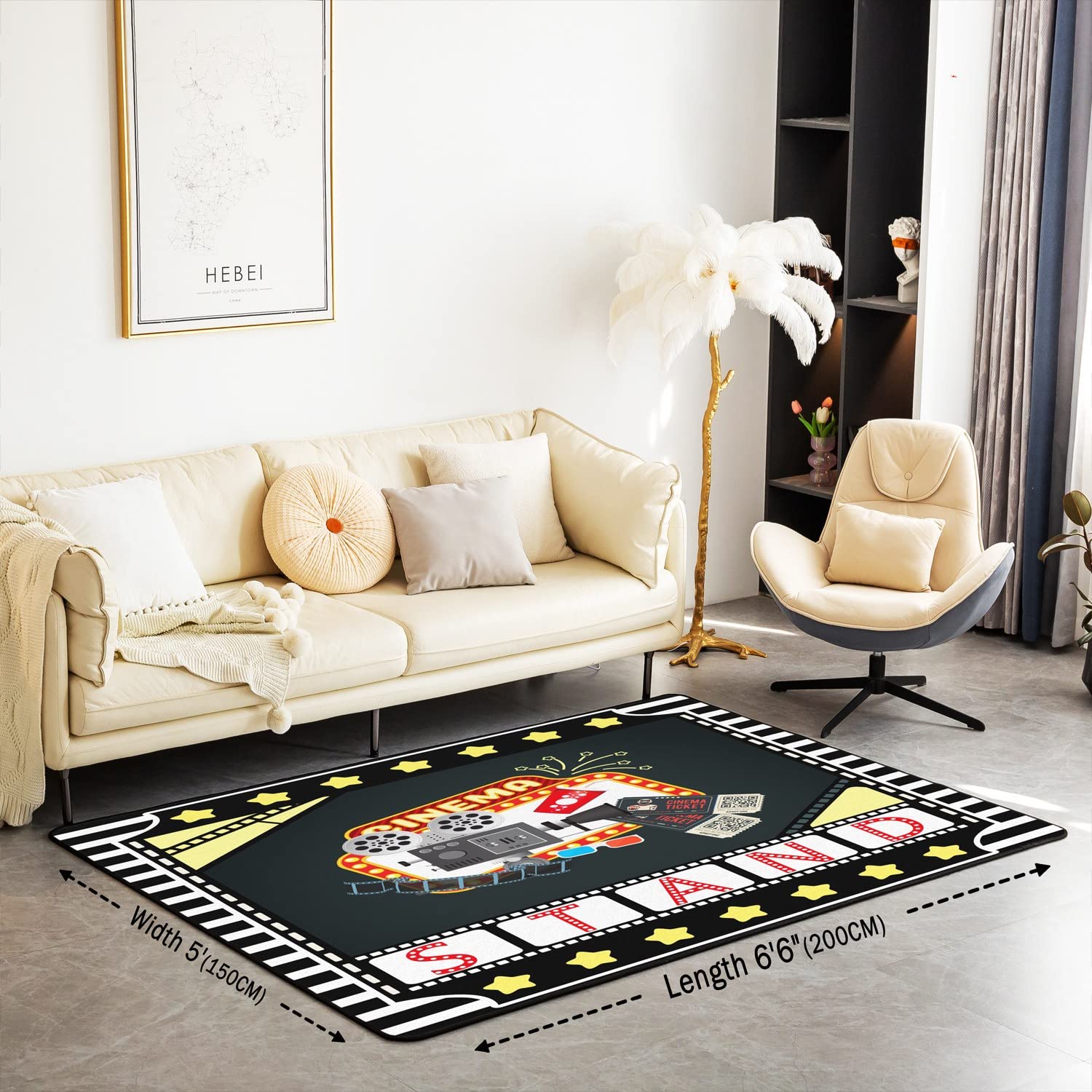 Loussiesd Poster del cinema Tappeti del salotto del cinema Tappeto della decorazione del cinema, decorazione della casa di vecchia moda tappetino per la zona del film tappeto 150x200cm