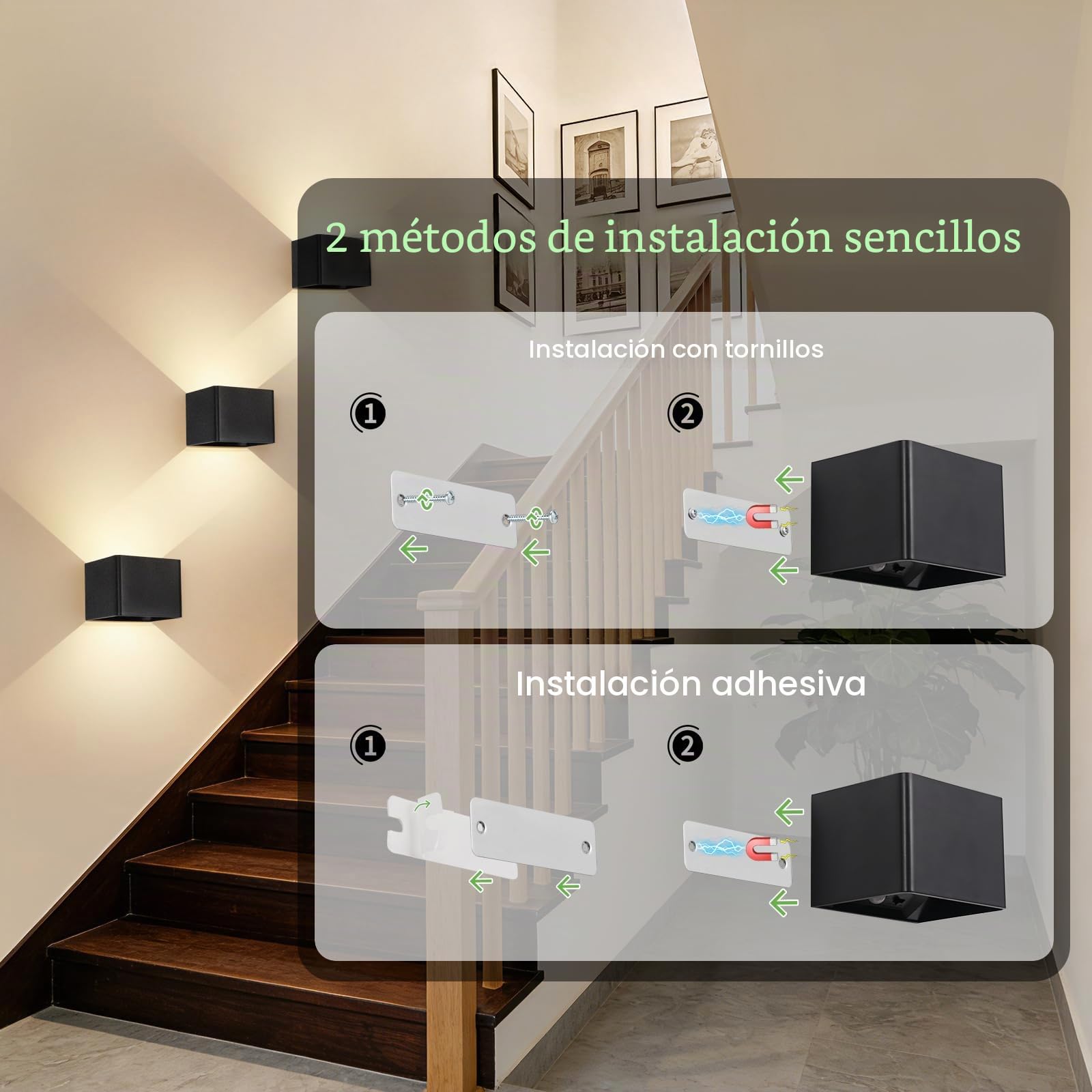 Kimjo Negro Aplique Pared Interior sin Cable, Lámparas de Pared LED Recargable con Sensor de Movimiento y Control Remoto, Luz de Pared Moderna con Función de Temporizador para Escaleras y Pasillos
