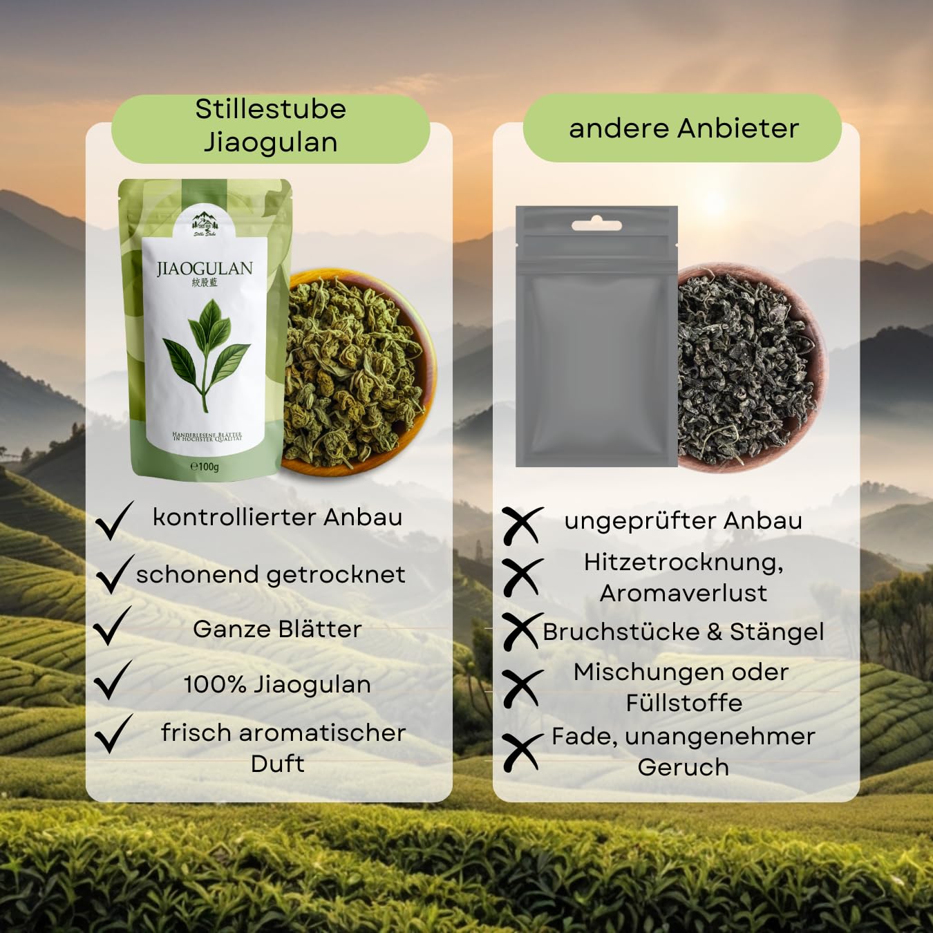 JIAOGULAN, 100 g, foglie senza steli, naturale e non trattata, qualità premium