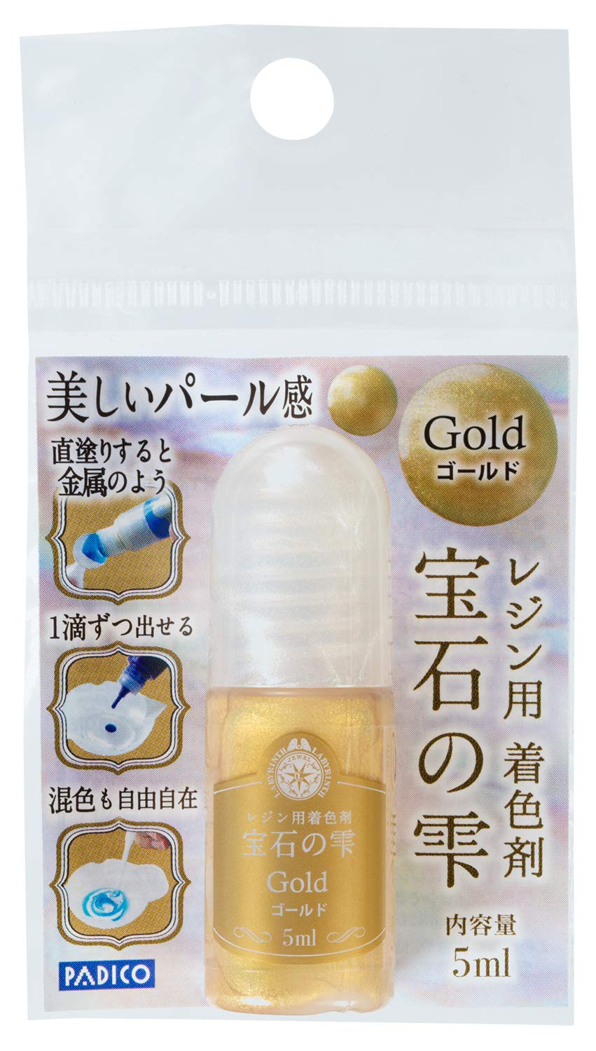 Pajico 403258 Resin Coloring Agent, Jewel Drops, Gold, 0.2 fl oz (5 ml), Made in Japan
