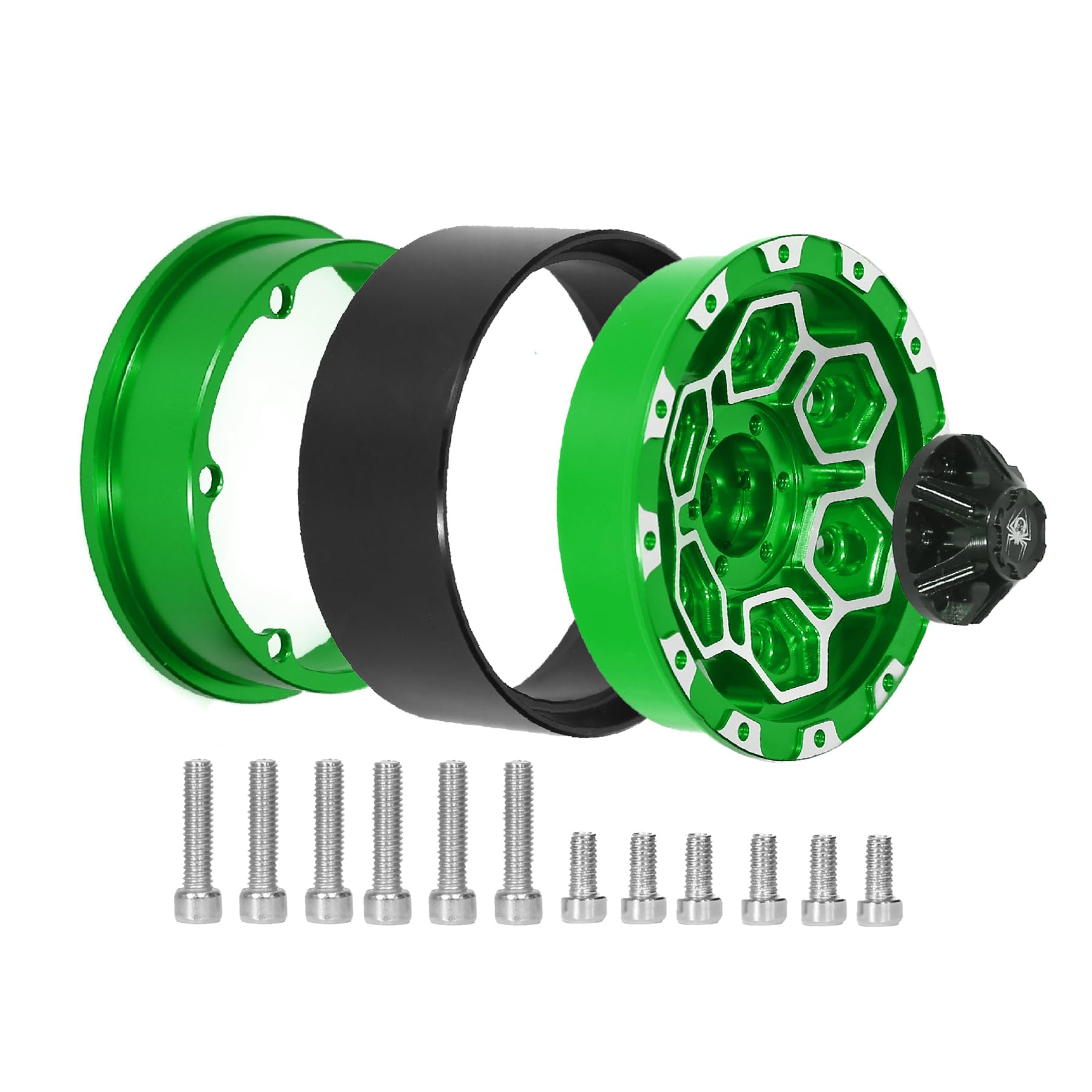 REDSPIDER 1.9 Beadlock Wheels 12mm Hex?4pcs? Aluminum 1.9 Wheels Fit for 1/10 RC Crawler SCX10 Pro TRX4 TRX6 VS4-10 Gen8 1.9 Crawler Tires (Green)
