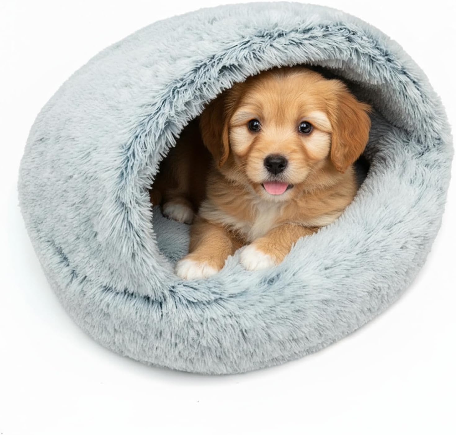 CATISM Large Cat Beds for Indoor Cats Dogs - Cat Bed Calming Nest, Self Warming Cave, Cozy Pod for Indoor Cats or Small Dogs, Removable Washable Cove with Non-Slip Bottom for Large Cats or Dogs Grey