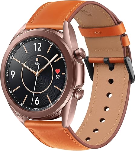 Meliya Correa de cuero para Samsung Galaxy Watch 3 bandas de 1.614 in para mujeres y hombres, correa de repuesto ajustable de cuero suave de 0.787