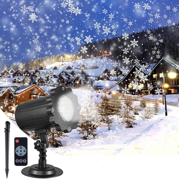Snowfall Christmas Light Projector, JEYULL Indoor Outdoor Holiday Projector Lights with Remote