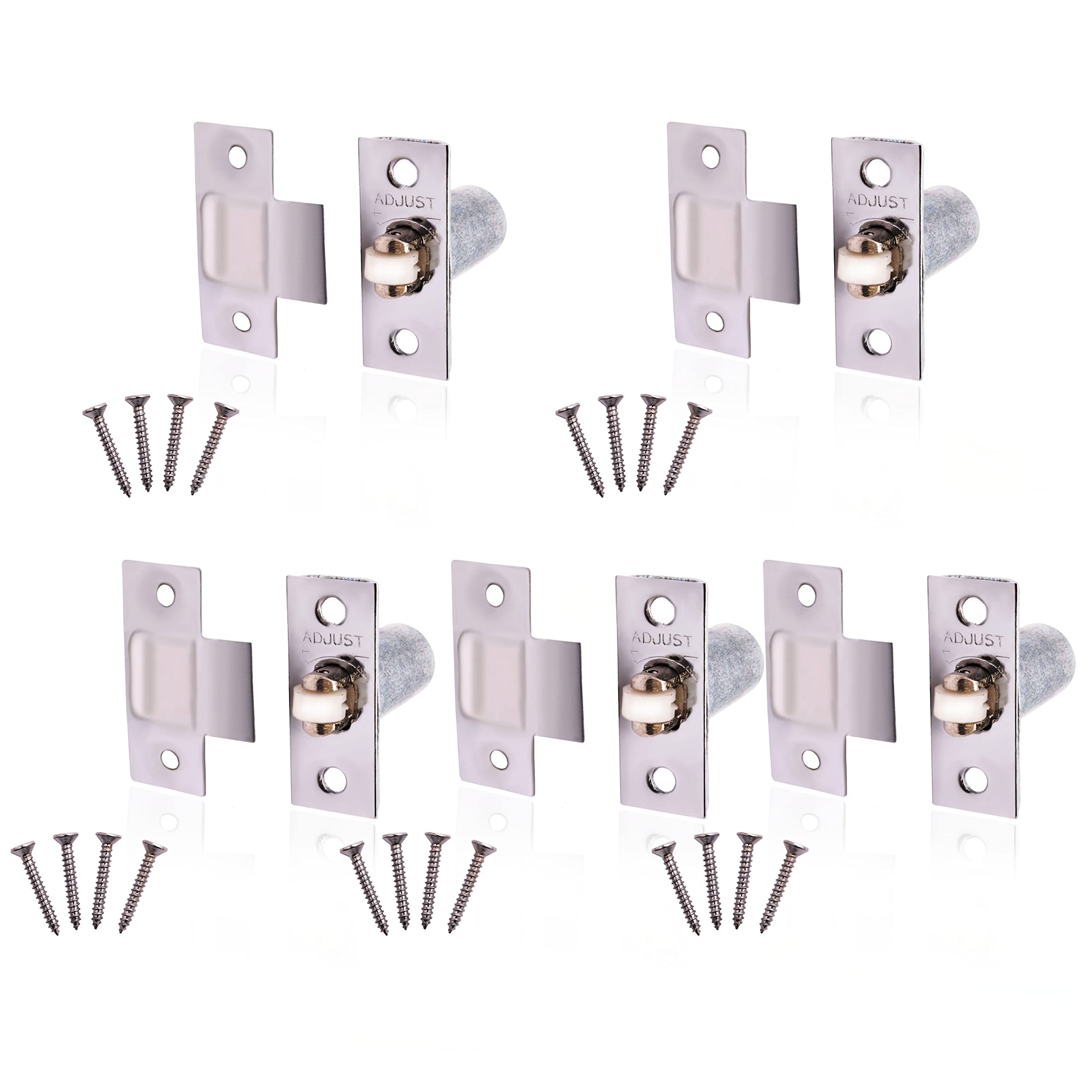 Eai Nickel Plated Adjustable Roller Catch Spring Loaded Latch Lock For Internal Doors | | Pack Of 5