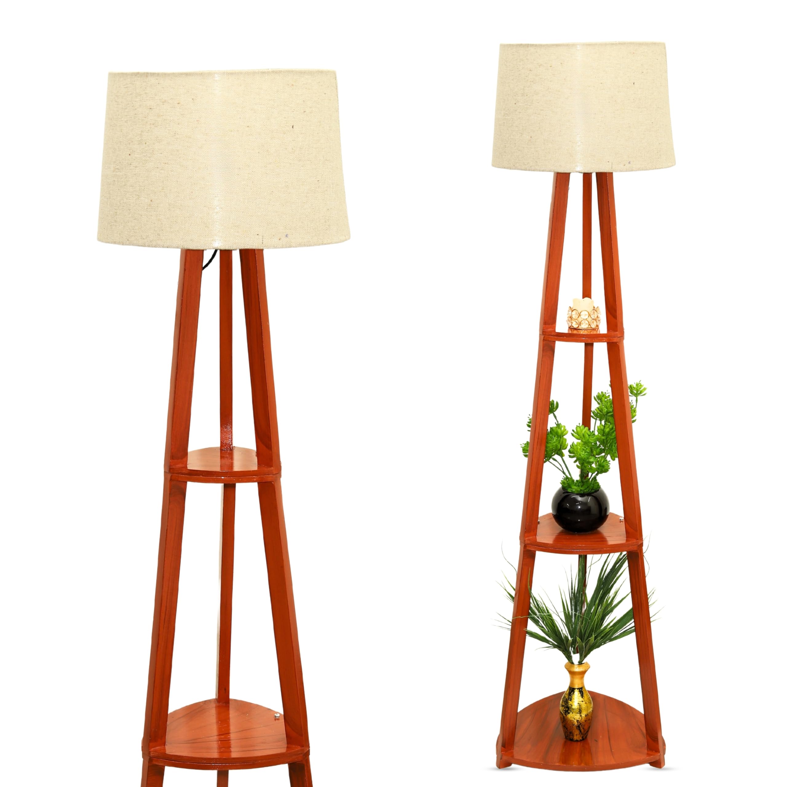 Wooden Floor Lamp for Home Decoration | Wooden Crafter Standard Size Floor Lamp for Any Room Decor Living Room, Bedroom - Led - All Occation Gift (Jute)-image-40