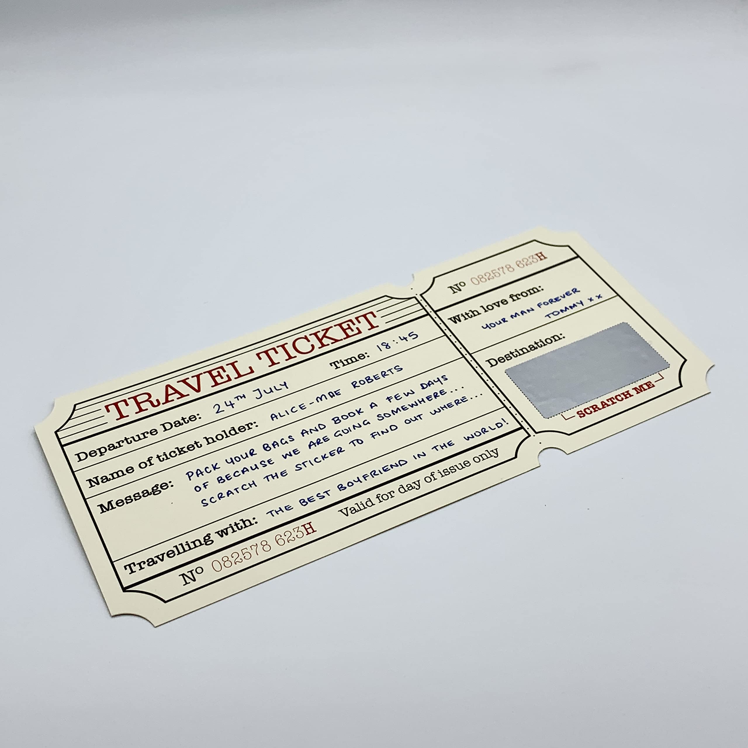 DIY Ivory Travel Ticket Holiday Surprise Card - Image 4