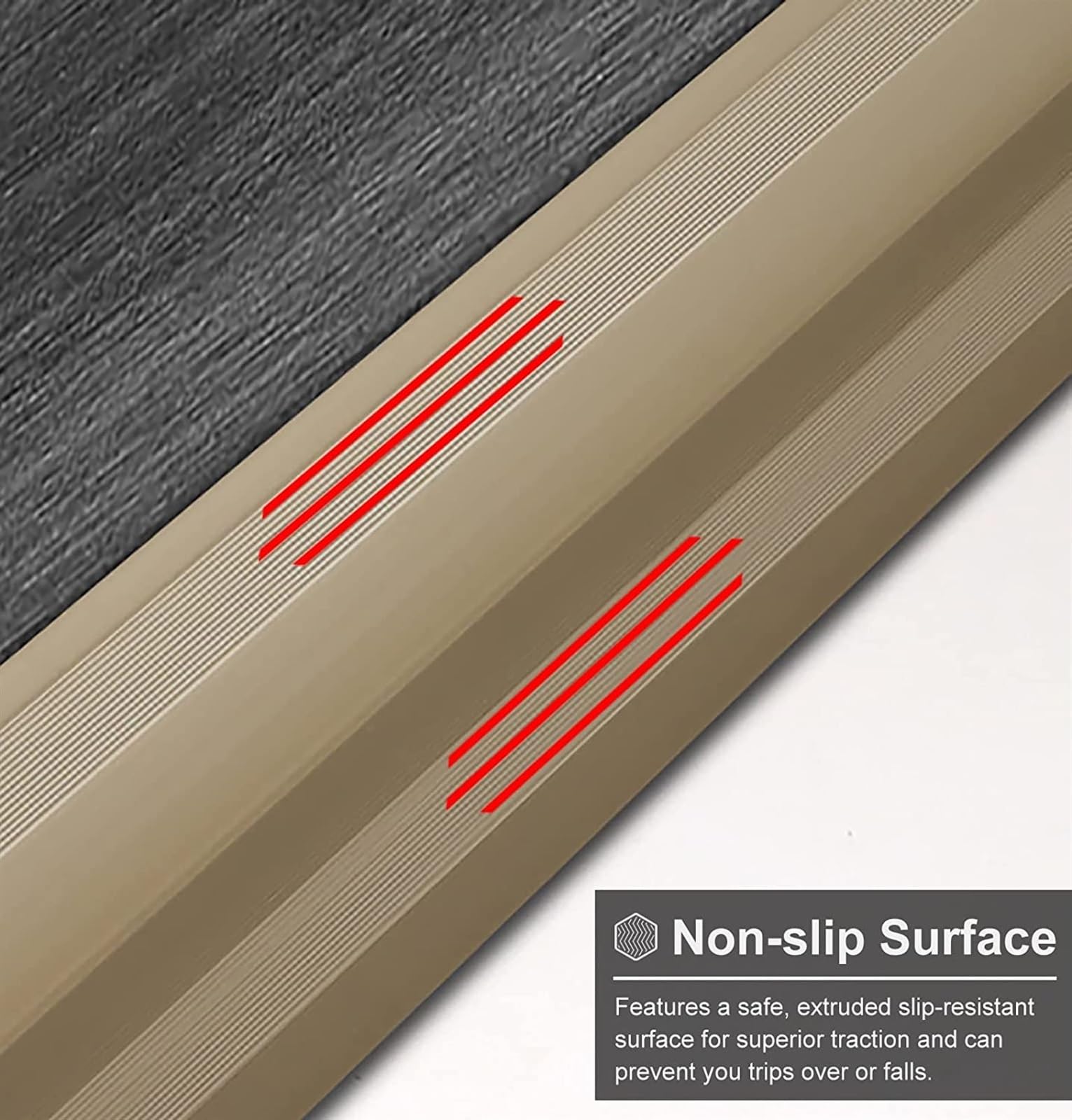 Profilo di Transizione, Striscia di Soglia, Tappeto for pavimento in laminato, bordo antiscivolo, garage di casa, portico anteriore/posteriore, riduttore ad arco con scanalatura(Gold)