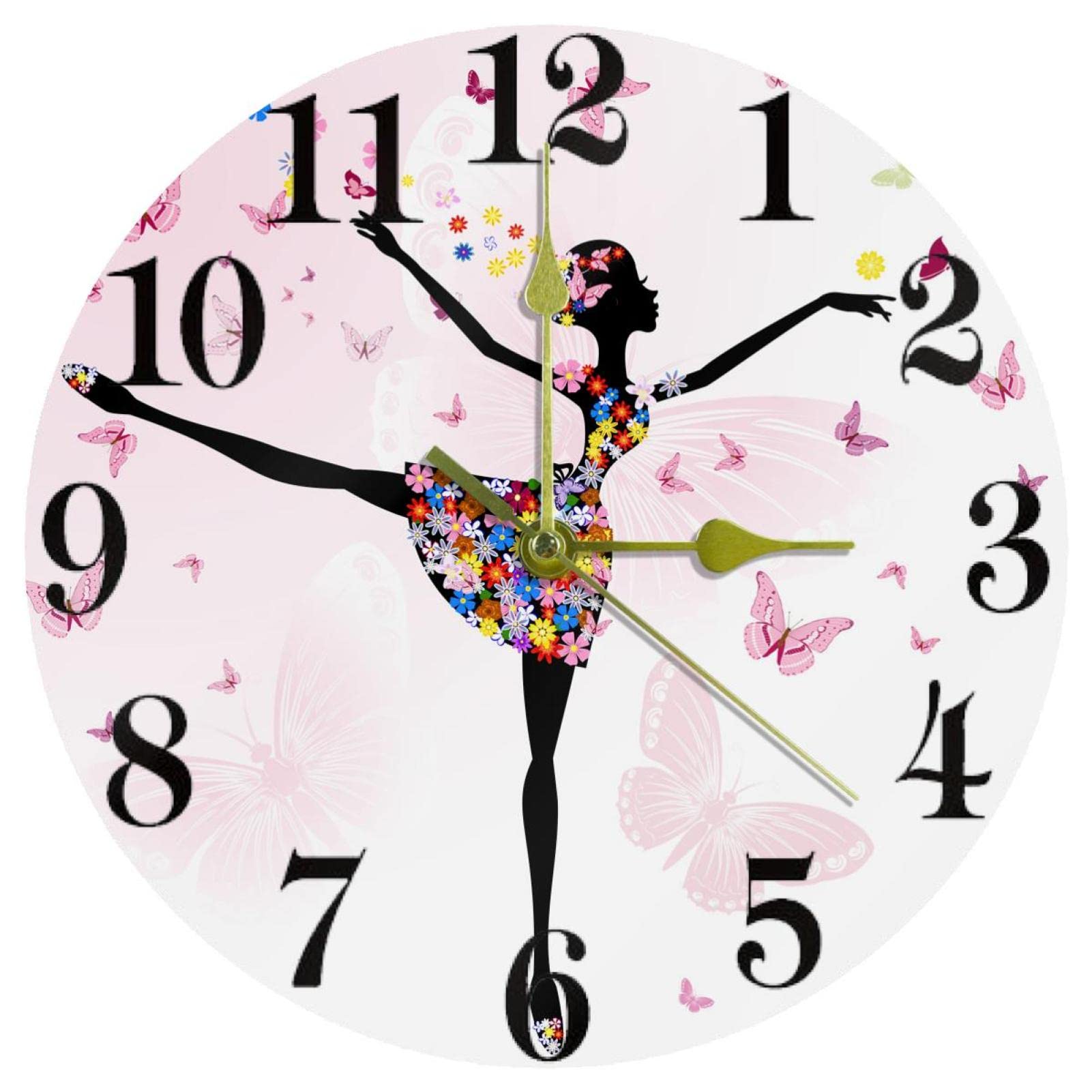 Horloge silencieuse quartz ballerine 25cm fonctionnement piles sans bruit