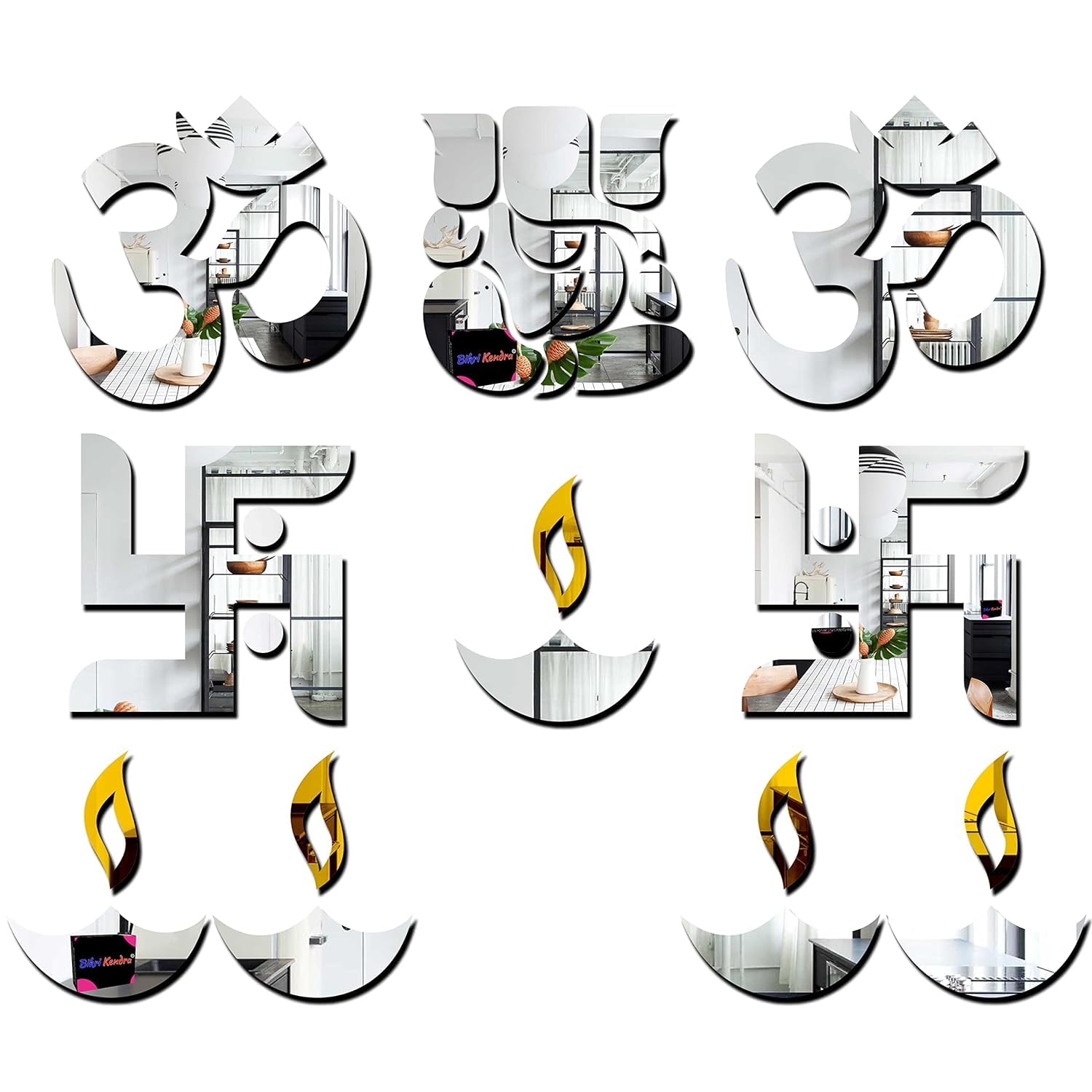 Chote Mote Seller - Ganesha Om Swastika Diya (combo),Decorative Mirror Stickers for Wall, Wall Mirror Stickers, 3D Acrylic Stickers Wall Stickers for Hall Room. (Silver, pack of 1) (B0D6BT7Y17) Amazon Price History, Amazon Price Tracker