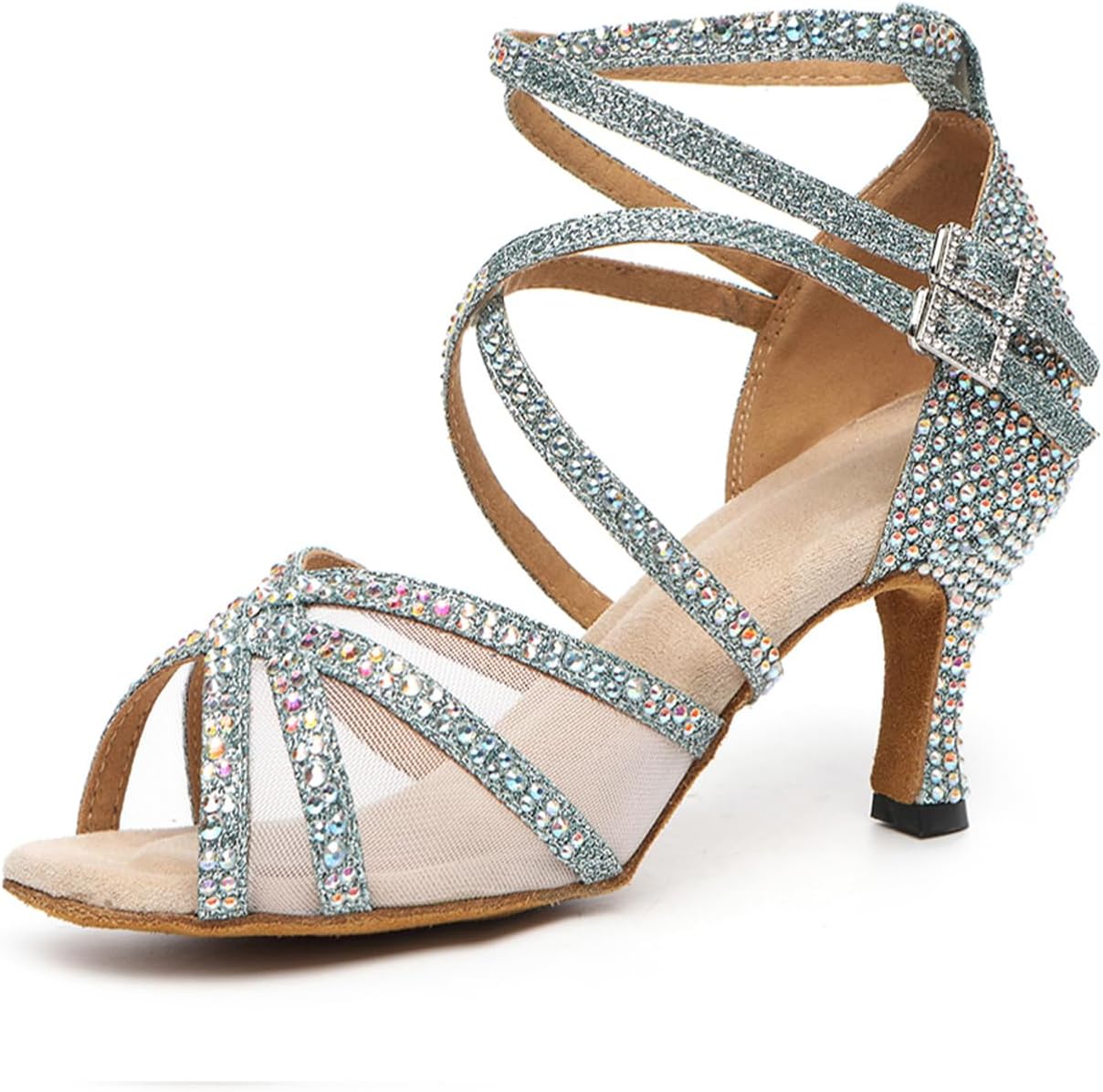 Syrads Damen Tanzschuhe Mit Strass | Latein Salsa Tanzschuhe | 6-9cm Absatz Für Ballsaal