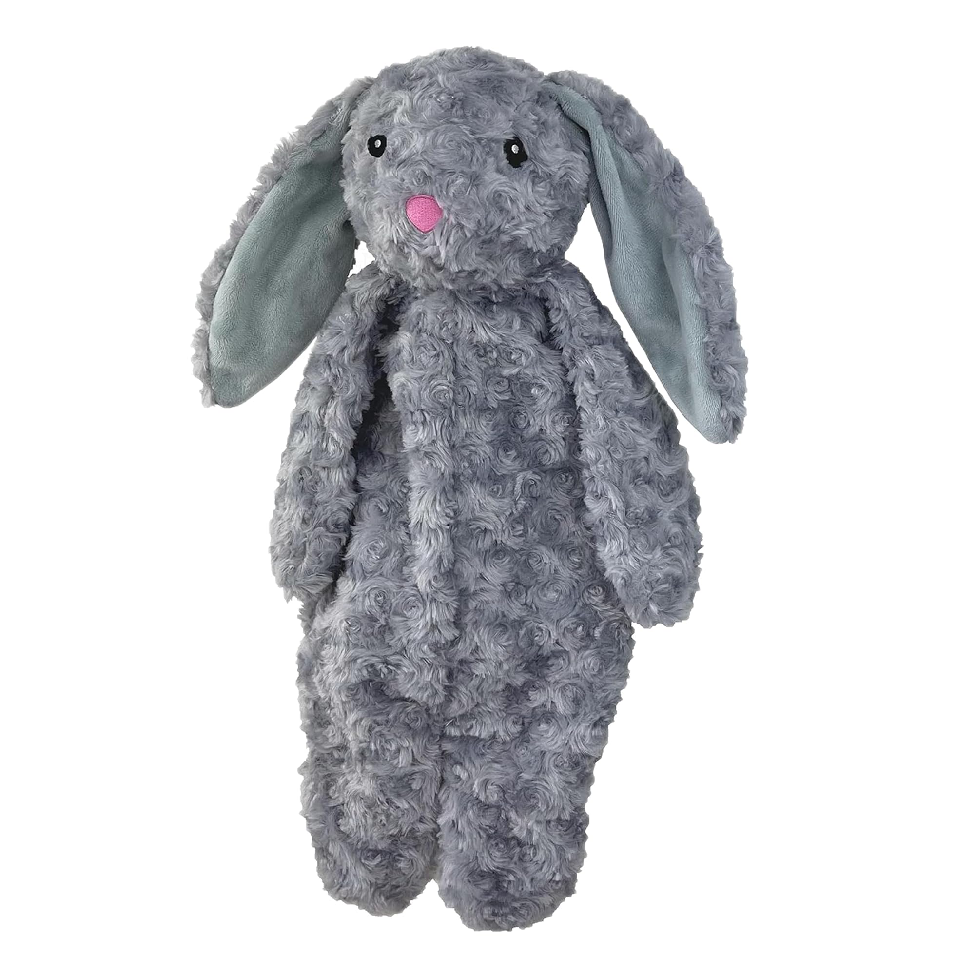 Pet Lou Stuffingless Floppy Plush Dog Toy Rabbit with Squeaker and Crinkle Paper, Dog Chew Toys, 19 Inch Durable Plush Dog Toys for Medium and Large Dogs, Gray