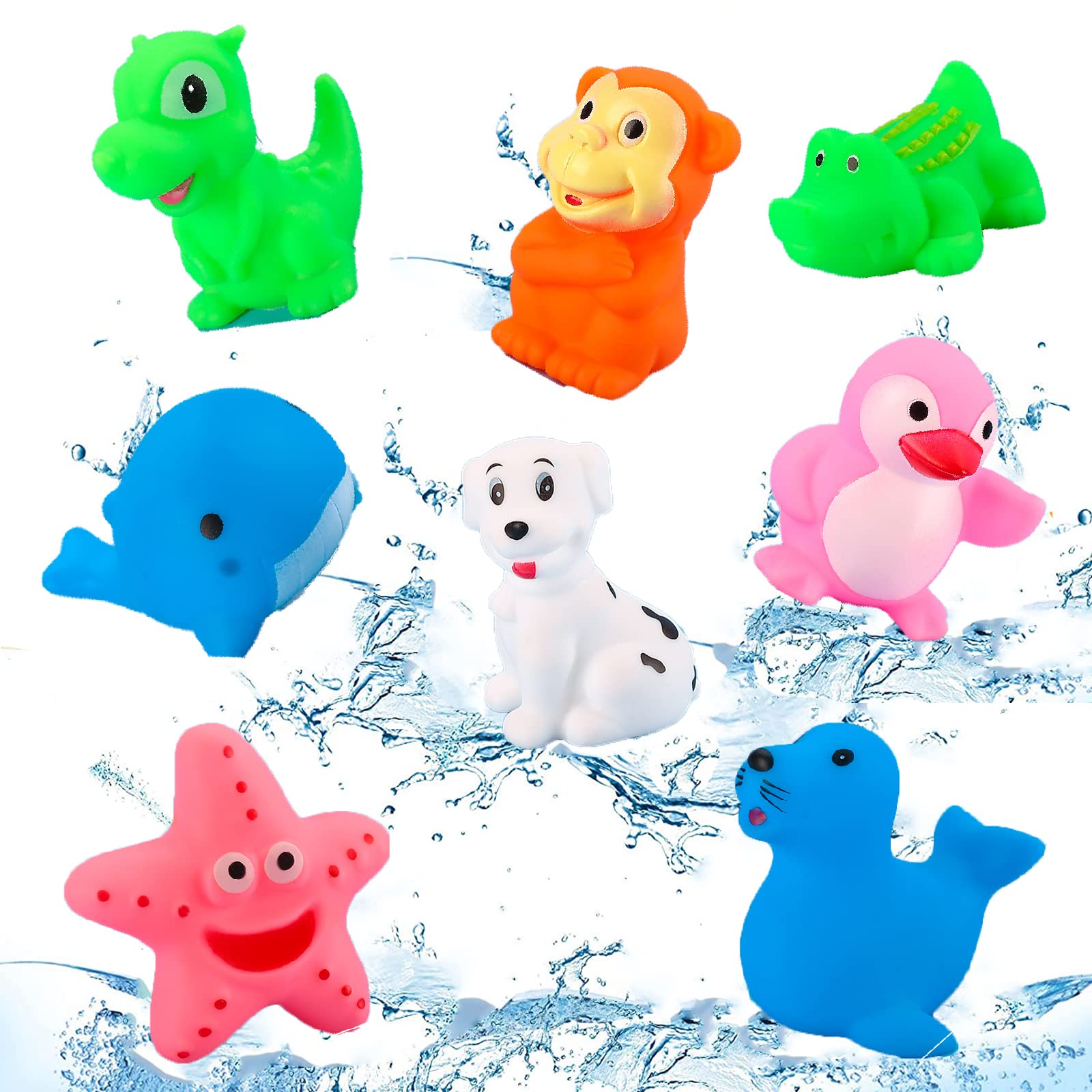 8 Piezas Juguetes Bañera Agua Animales Flotantes, Juguetes de Baño para Bebé Niños, Juguetes Bañera Juguetes de Baño, Diferentes Animales, Juguetes de Baño Adecuados para El Baño de Los Niños