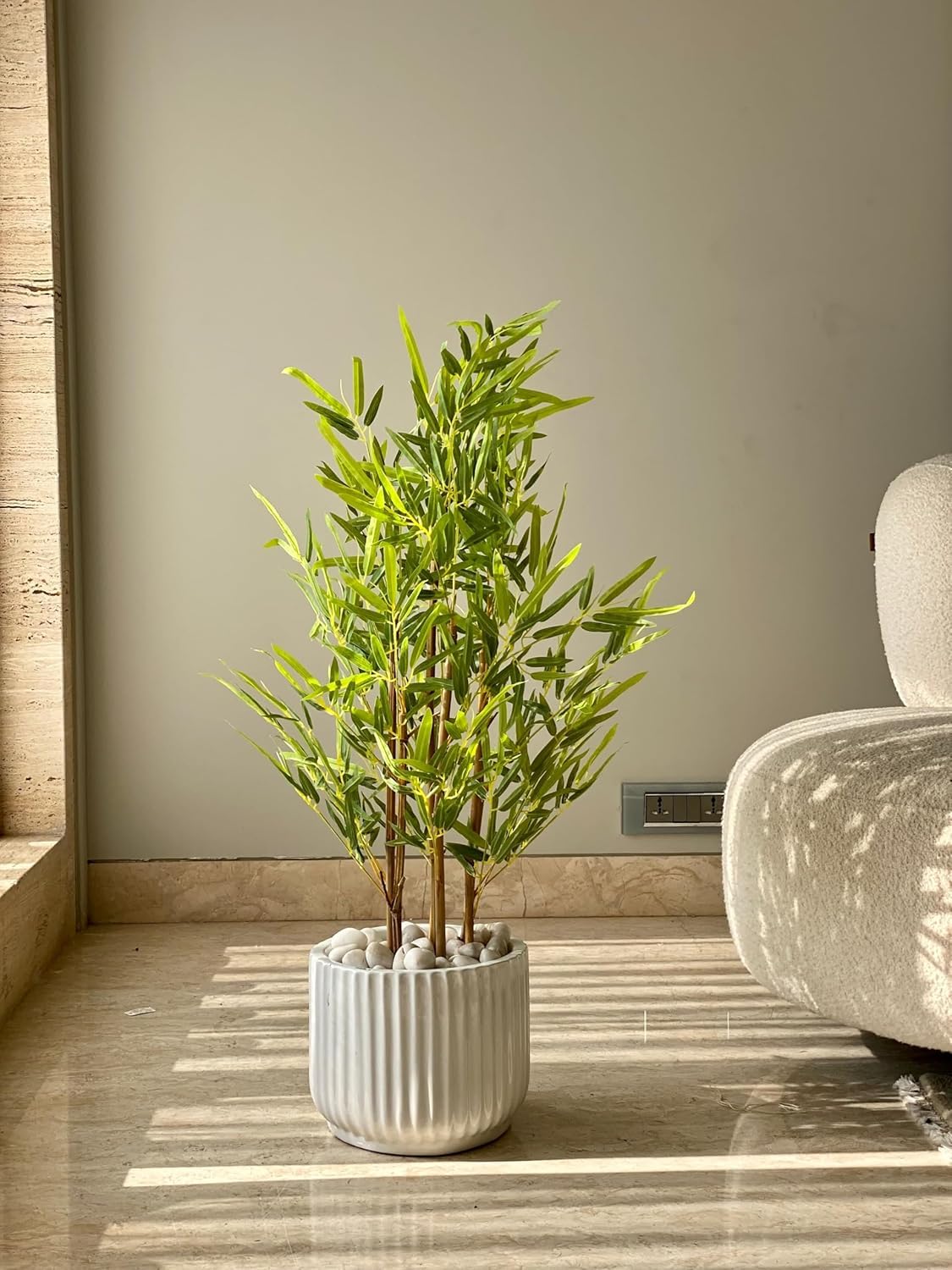 Home Bloom Artificial Bamboo Silk Tree 4ft Fake Greenery Plants in Pot 48 Inch for Home Office Indoor Outdoor Decor, (Japanese Bamboo Tree - 3)-image-19