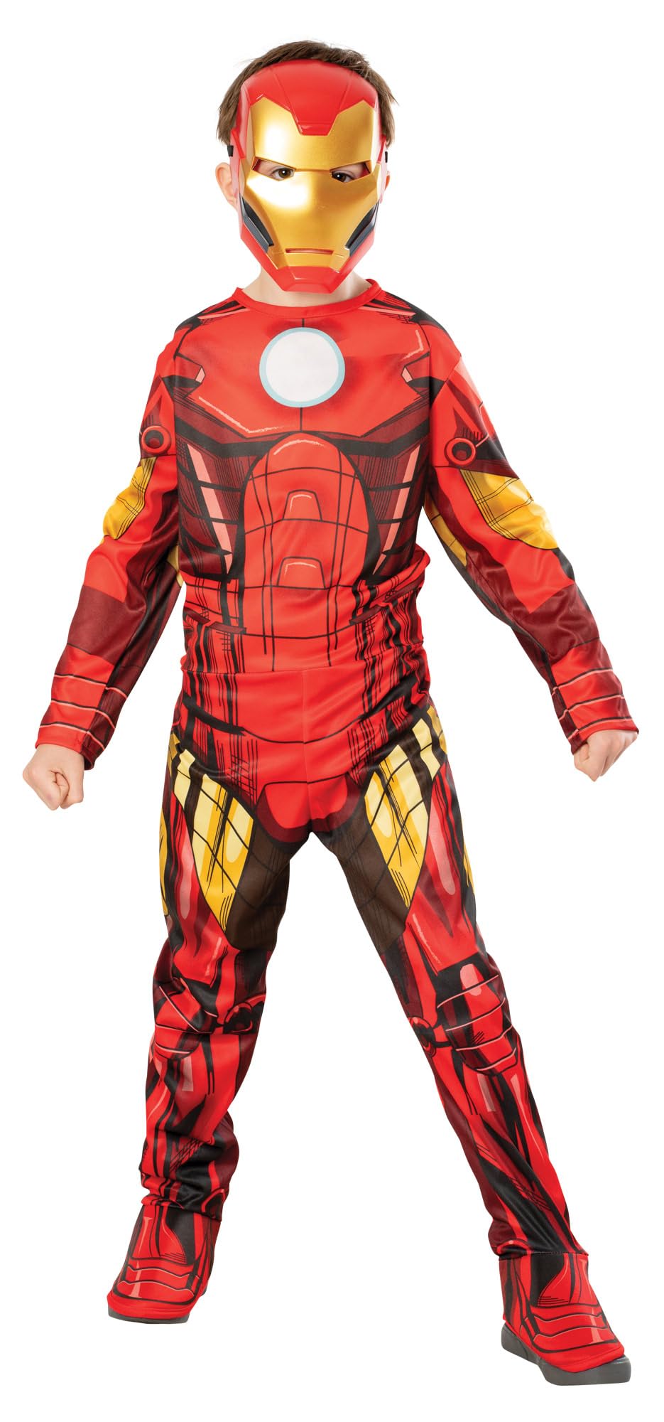 RUBIE'S Avengers Officiel - Déguisement Classique Iron Man Enfant - Taille Enfant au Choix de - Costume Combinaison Rouge avec Masque - Pour Carnaval, Halloween, Idée Cadeau de Noël