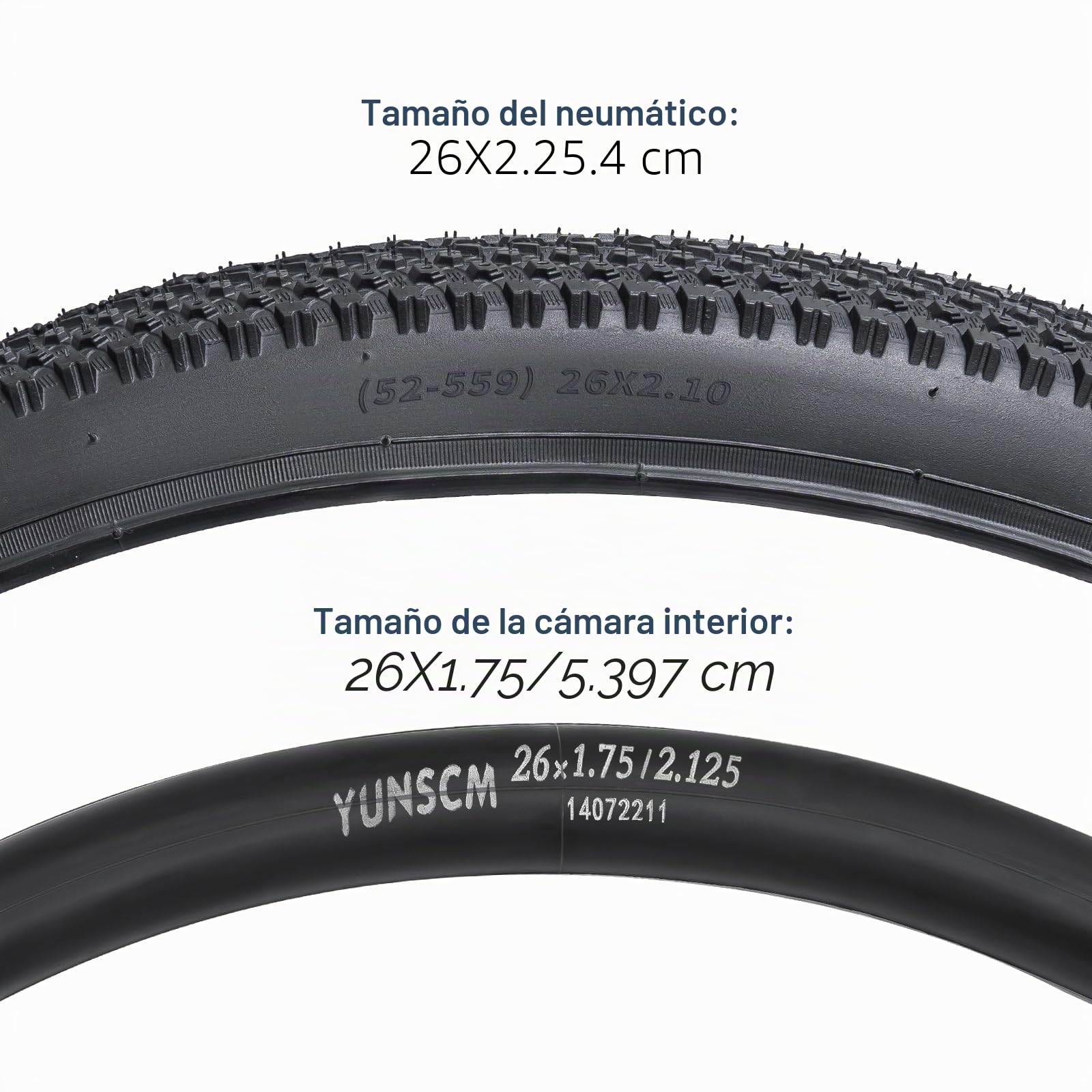 YunSCM 2Pcs Plegable 26 Pulgada Neumáticos 26x2.10 ETRTO 52-559 más 2Pcs 26 Pulgada Cámara de Aire AV32mm Valve Compatible Bike 26x2.10 26x2.125 Neumáticos and Cámara de Aire