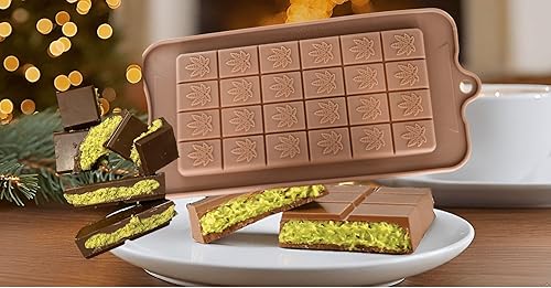 Breakable Leaf - Molde para barra de chocolate KitKat estilo Dubai, paquete de 2 moldes de silicona para dulces, antiadherente, sin BPA, resistente