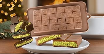 Breakable Leaf Dubai Style KitKat Chocolate Bar Mold - 2-Pack Silicone Candy Mold, Non-Stick, BPA-Free, Heat-Resistant, Durable & Flexible, Food-Grade Create Pistachio Chocolate Bars