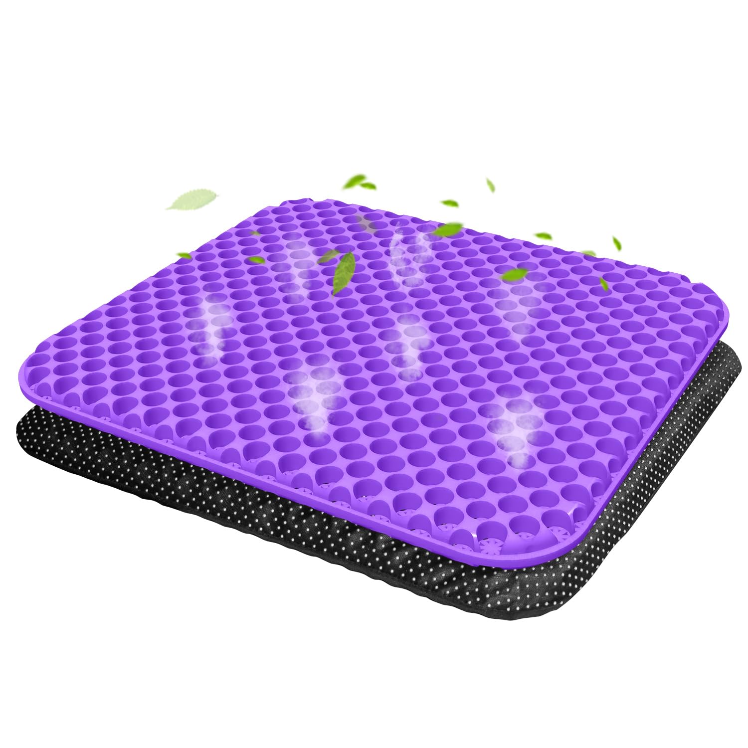 Braic Gel Seat Cushion for Long Sitting, Double Thick Gel Cushion with Relieving Back coccyx Pain Pressure Cushion, Soft & Breathable seat pads for Car Office Home Wheelchair & Chair (Purple-40×35cm)