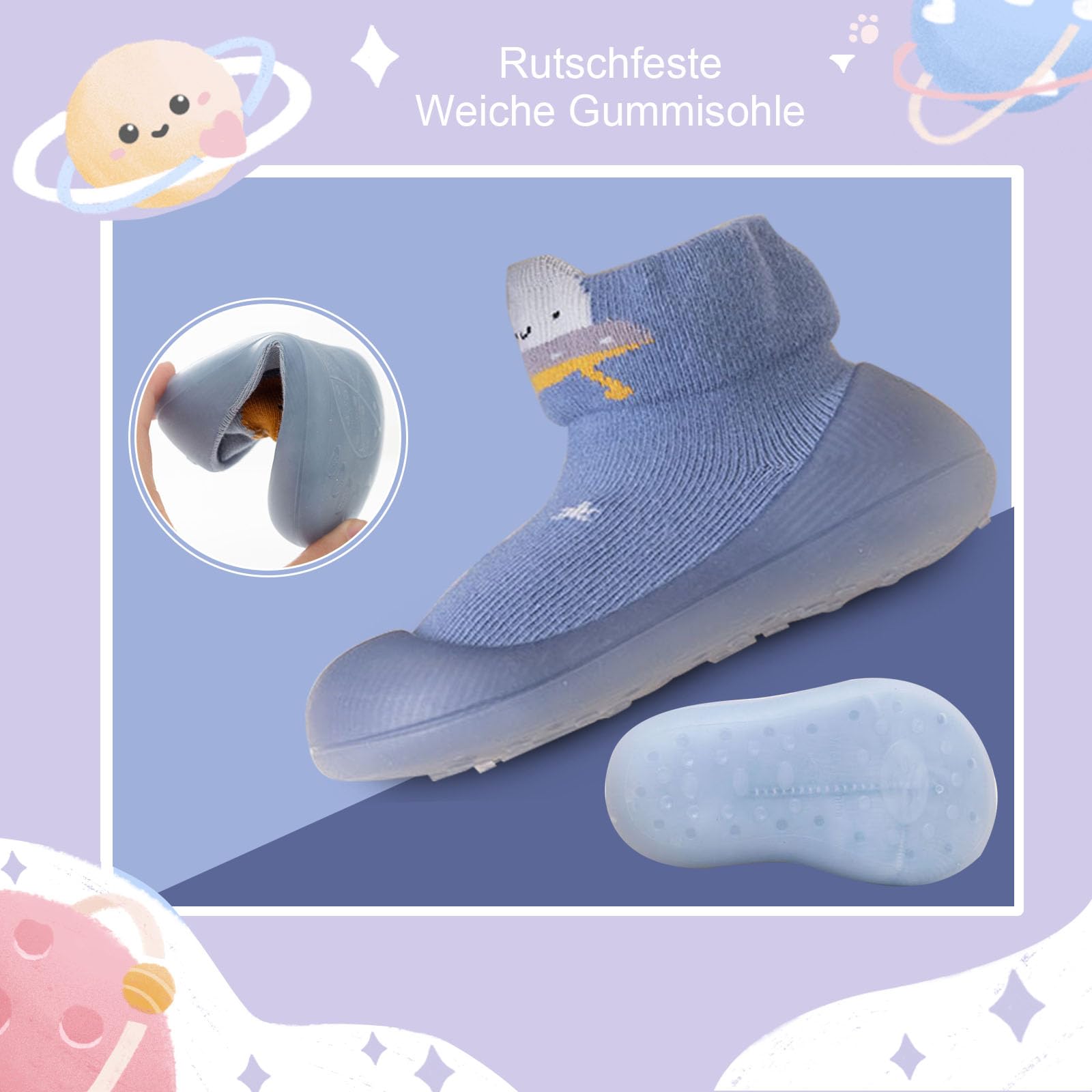 Aggroot Scarpe Calzino per Bambini Scarpe Primi Passi Antiscivolo Calzini Bambino Pantofole Bambino Unisex Scarpe Bambino con Cartone Animato
