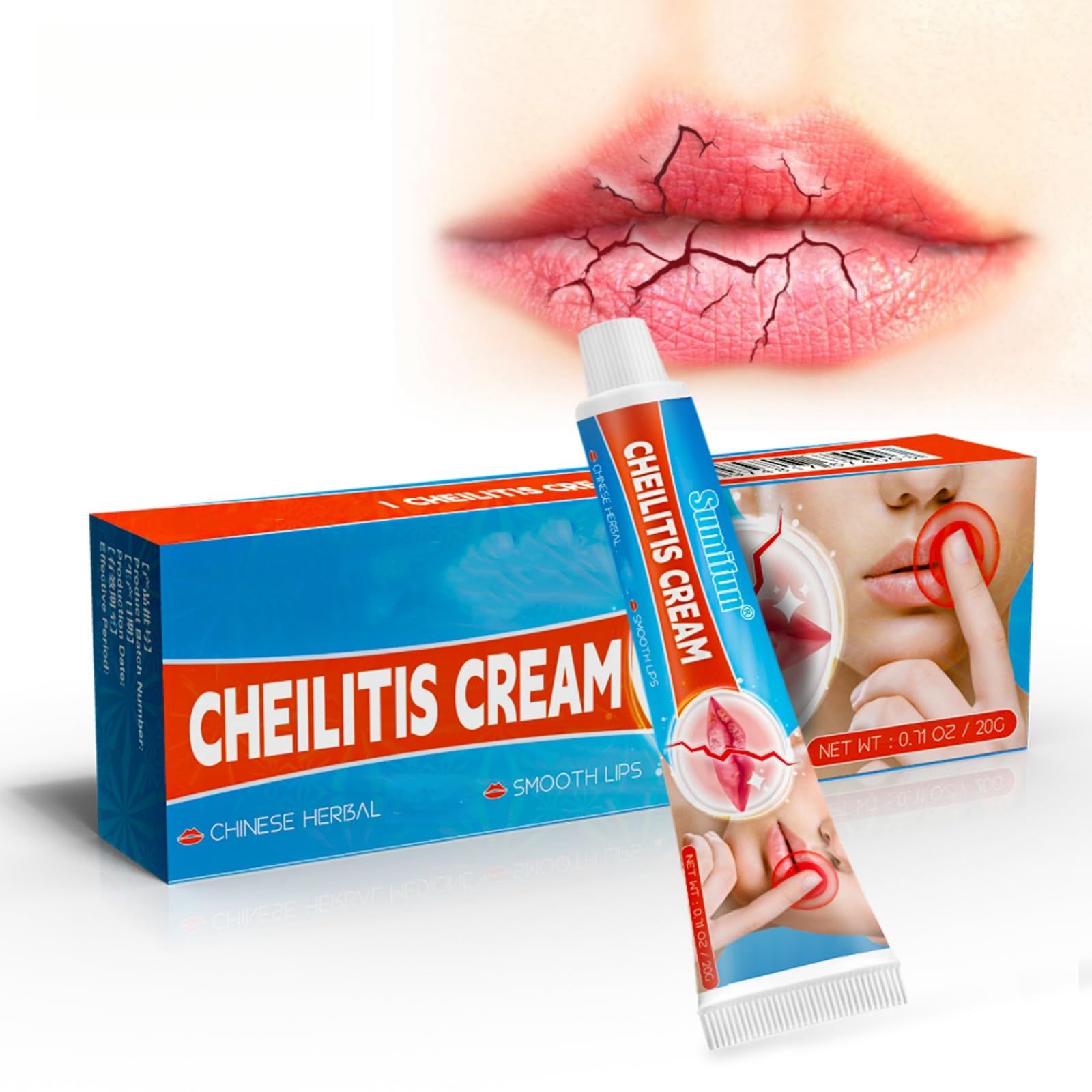 Cheilitis Cream - 20g - Herbal Extracts for Easy Lip Care - Soothes Lip Lines and Deeply Moisturizes - Relieves Lip Discomfort - Dry Lips, and Peeling - Intensive Lip Repair and Protection