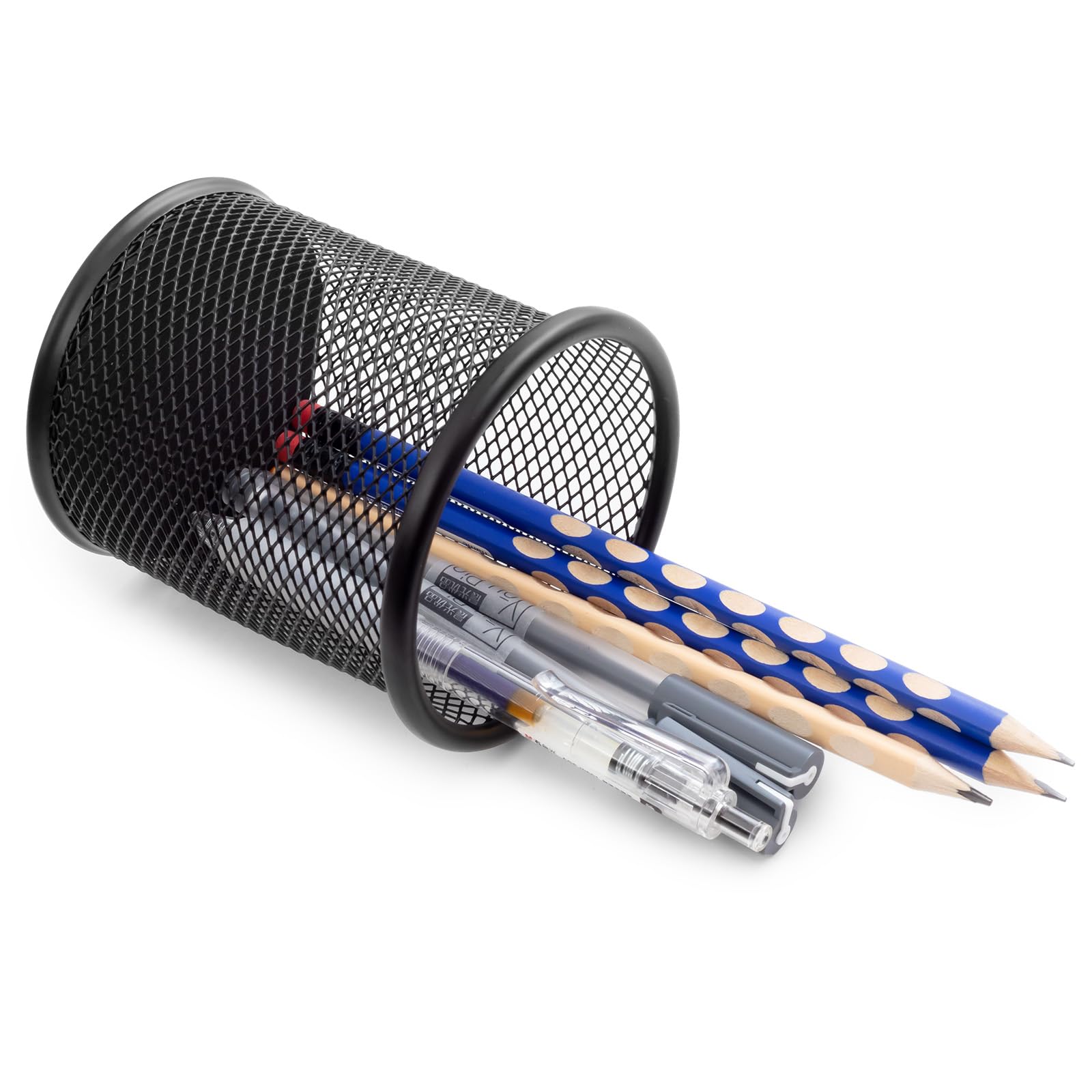 M&G Mesh Pen Holder 1 Pack, Pencil Cup Holder for Desk, Black Mesh Pencil Cup Holder, Make Up Brush Pencil Holders, Metal Desk Pen Organizer for Office School Women Men