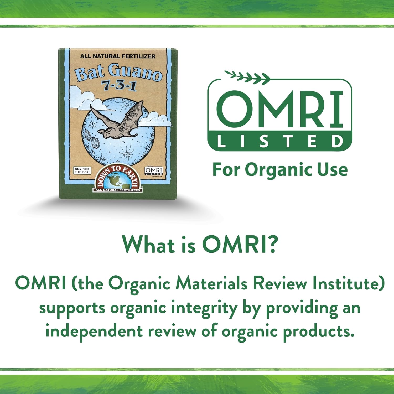 Down To Earth All Natural Fertilizers Organic Bat Guano - High Nitrogen Plant Food for Vegetative Growth 7-3-1, 10 Lb