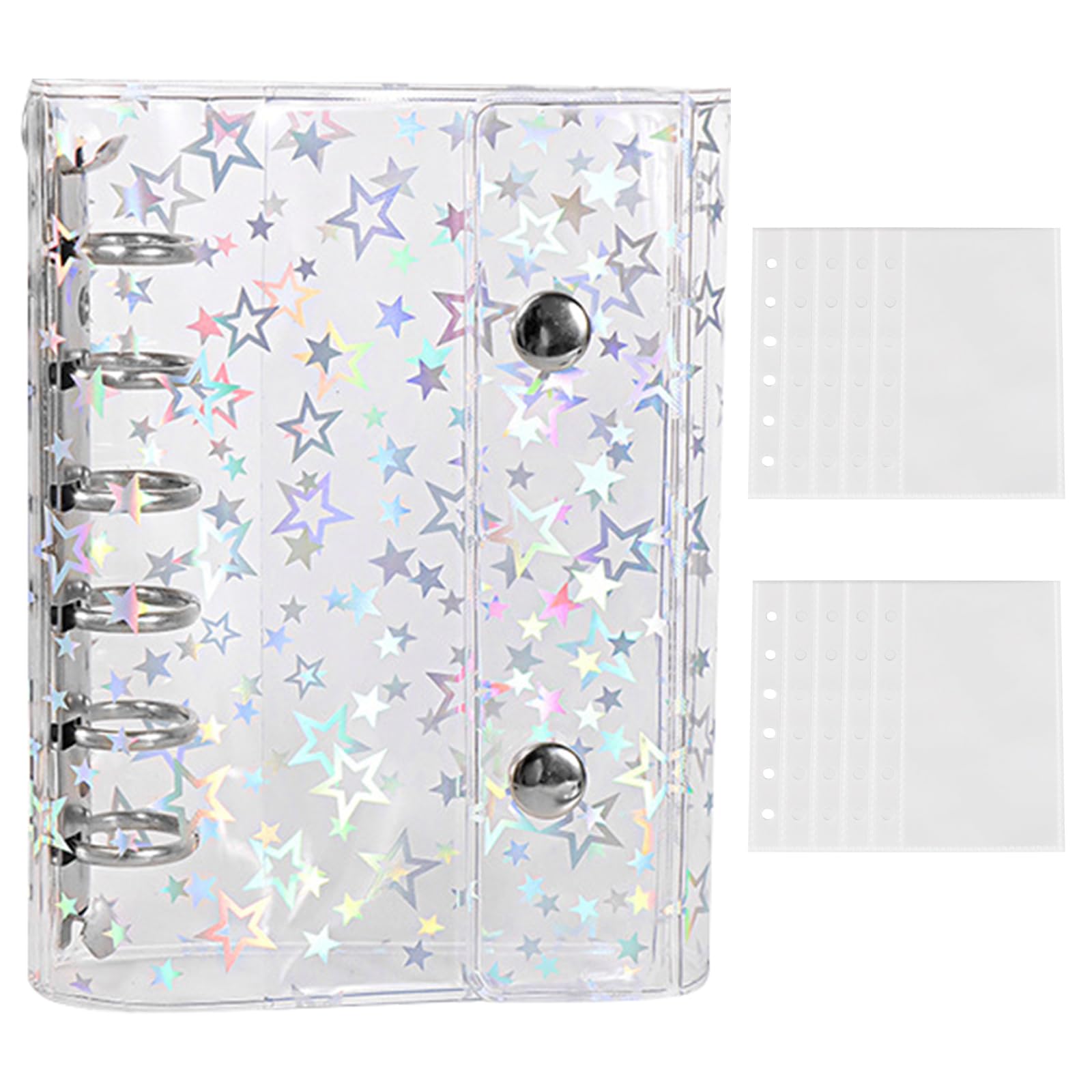 シール帳　完成品キーホルダー付き A7サイズ6穴手帳 シール帳 バインダー A7サイズ キーホルダー穴付き リフィル 10枚