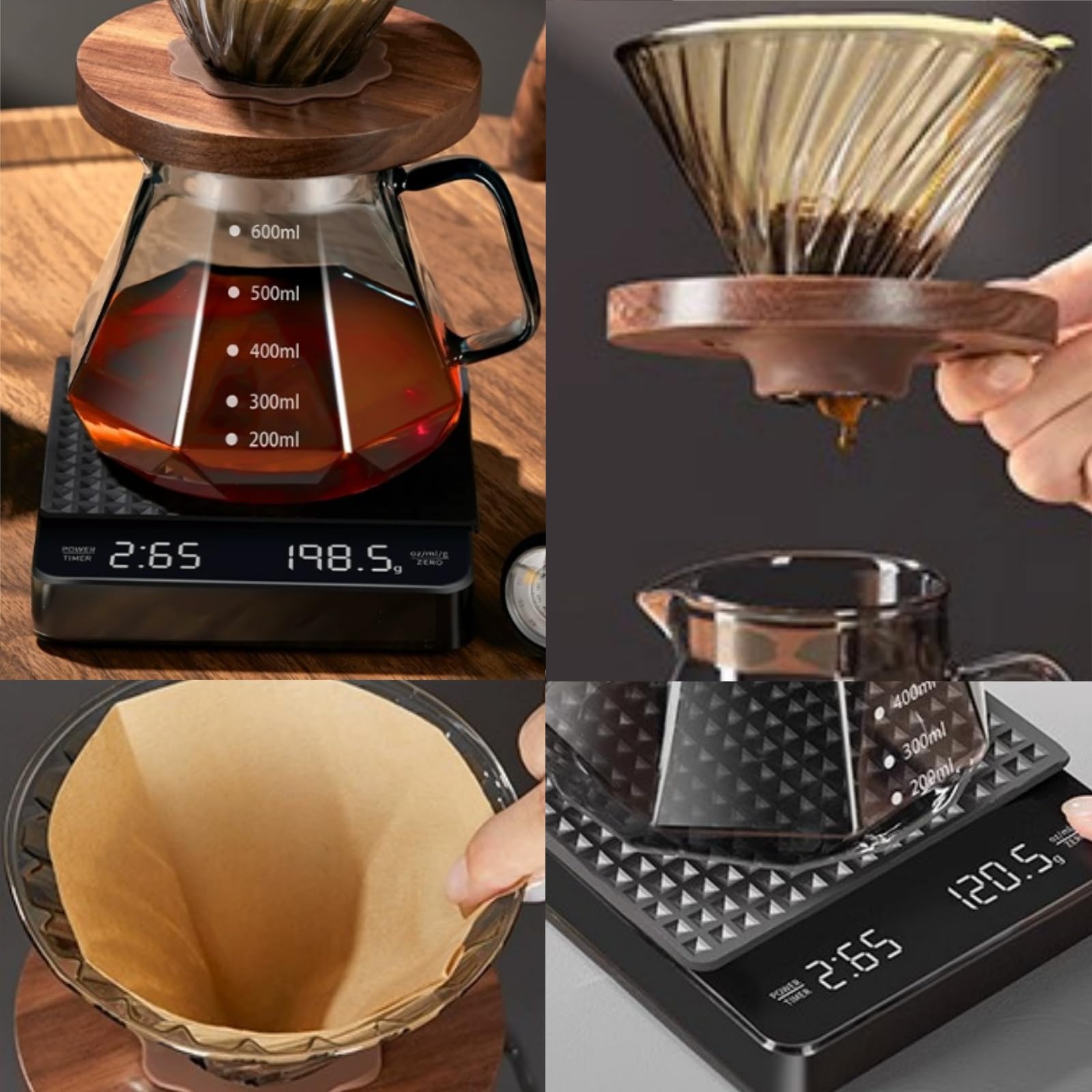 Juego completo de cafetera de 10 piezas, kit completo de preparación de café por goteo con hervidor, báscula, molinillo y accesorios, para los amantes del café, barista en casa, viajes y campamento
