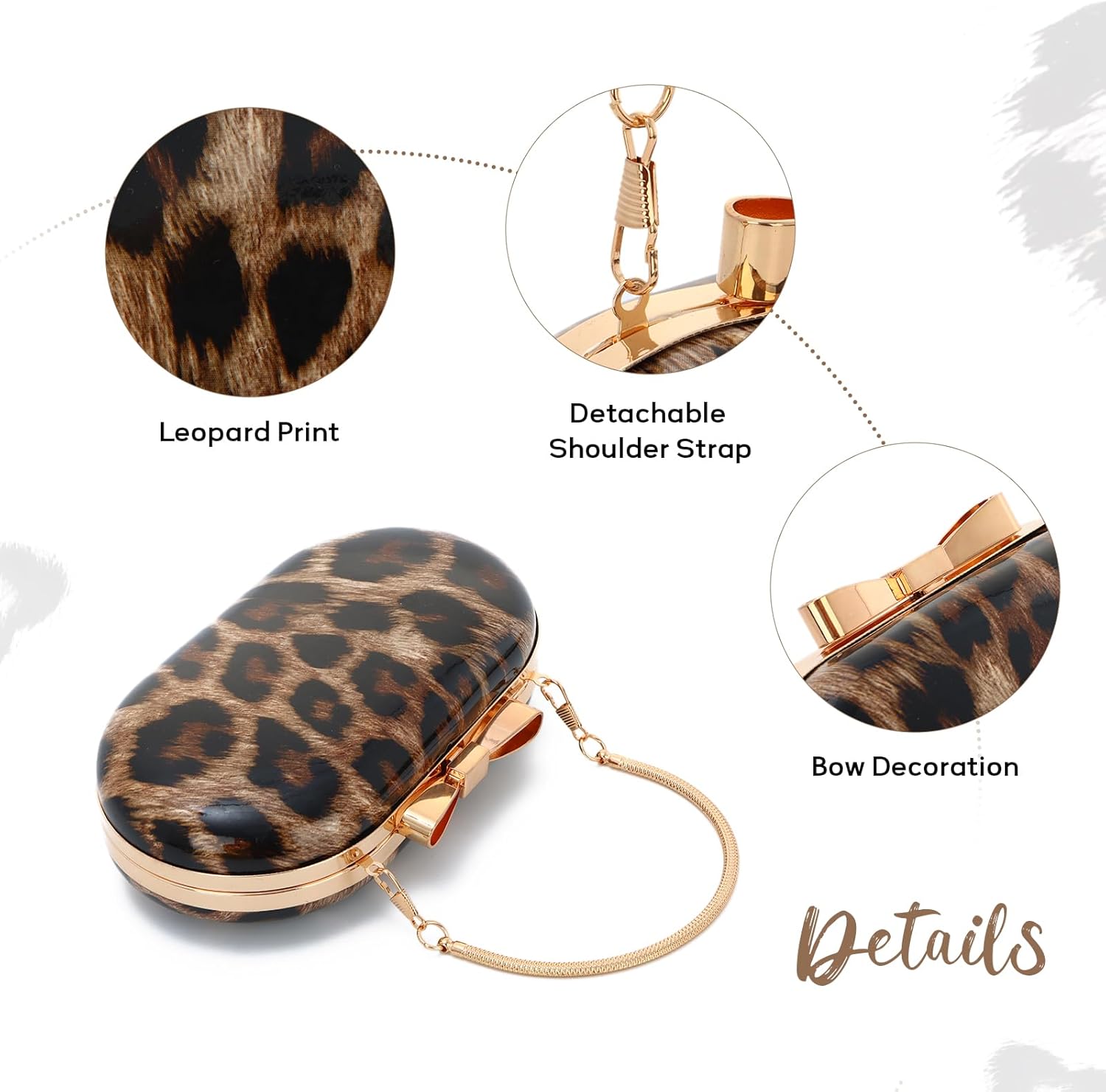 Small Leopard Purse for Women Leopard Evening Tote Bag Cheetah Print Purse Handbag with Chain for Wedding Party - Image 5