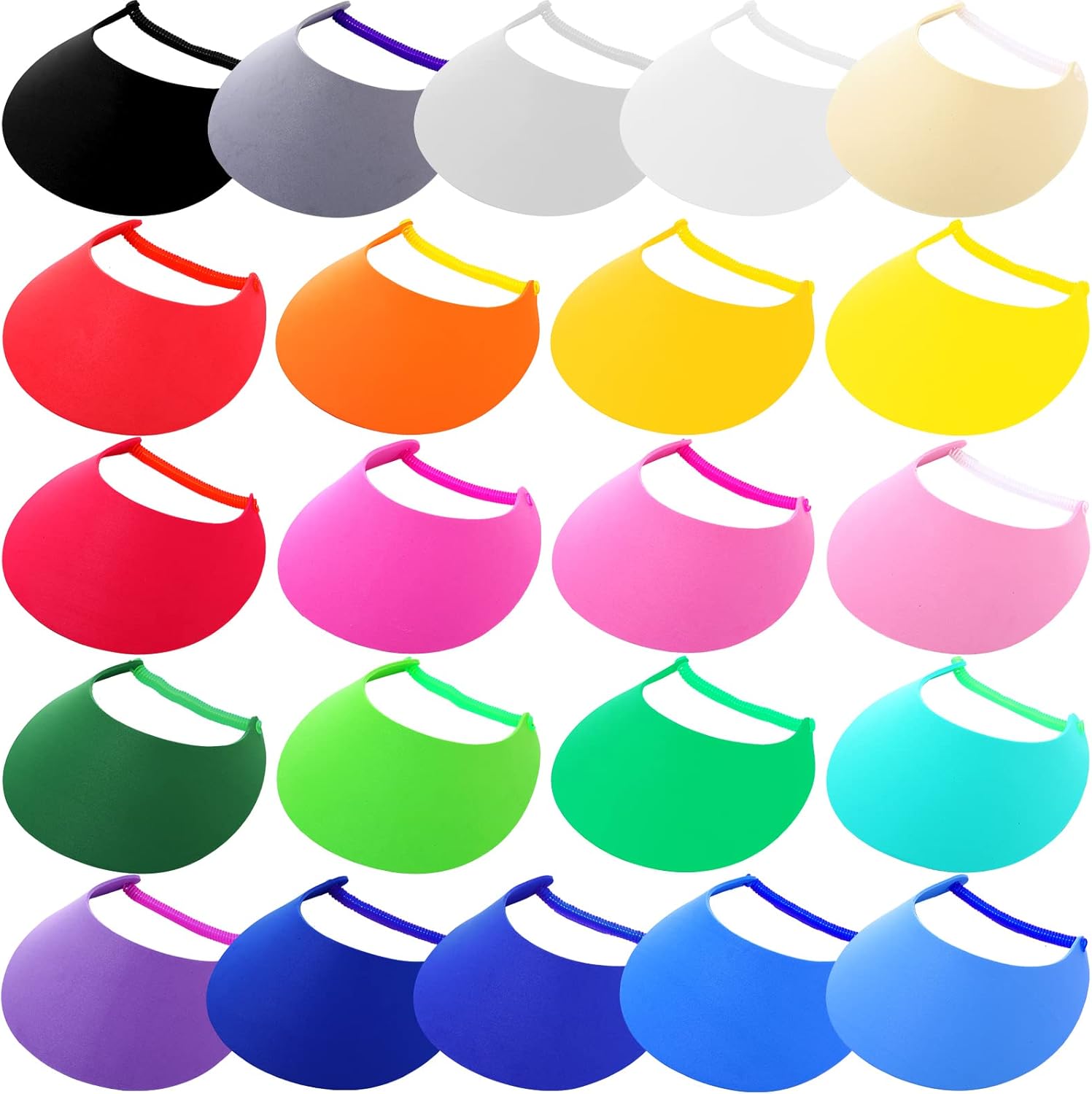 22 Pcs Adjustable Sun Visors for Women Golf Tennis Sun Visor Hat Elastic Foam Visors Bulk for