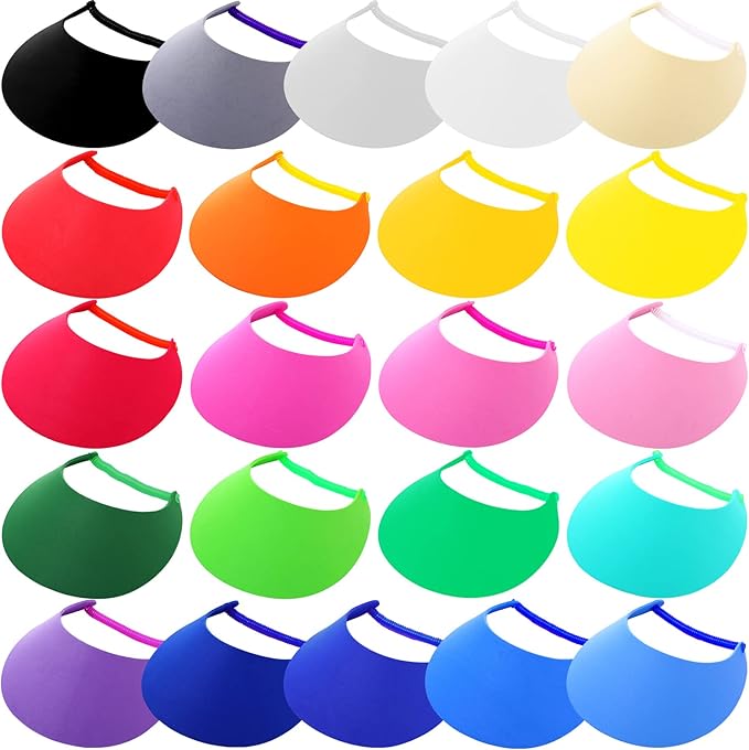 22 Pcs Adjustable Sun Visors for Women Golf Tennis Sun Visor Hat Elastic Foam Visors Bulk for