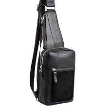 VELEZ Mikeno Mens Leather & Nylon Crossbody Bag with Aged Finish