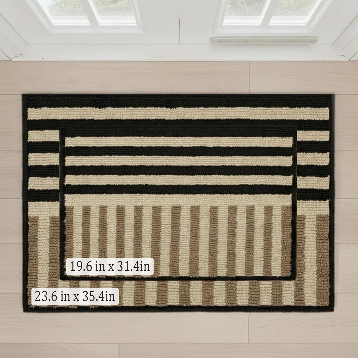 Door Mat Non-Slip Front Doormats Entryway Rug Resist Dirt Washable Low Profile Floor Mats for Indoor Outdoor Home Patio, Khaki, 23.5"x35"