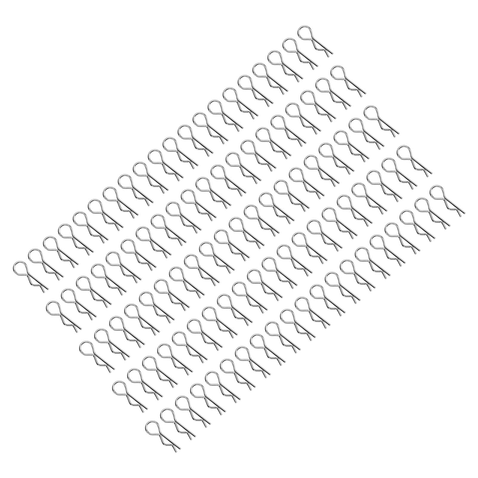 100pcs R Type Body Shell Clips Pin for 1/10 1/12 1/16 RC Car Metal Body Clips Pin RC Car Bend Body Clip Pins Metal Body Shell Clips for 1/10 Bend Body Clips Pins