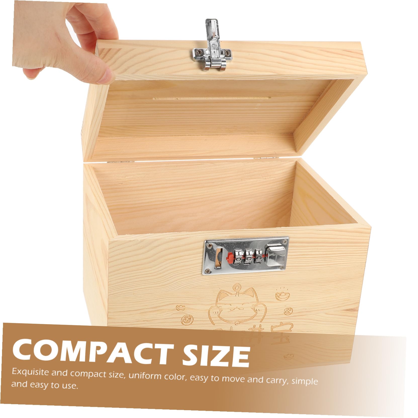 Caja Fuerte de Madera Maciza con Cerradura Codificada Hucha Decorativa para Escritorio Caja de Ahorro Grande para Billetes y Monedas Estilo Organizador Práctico para Adultos