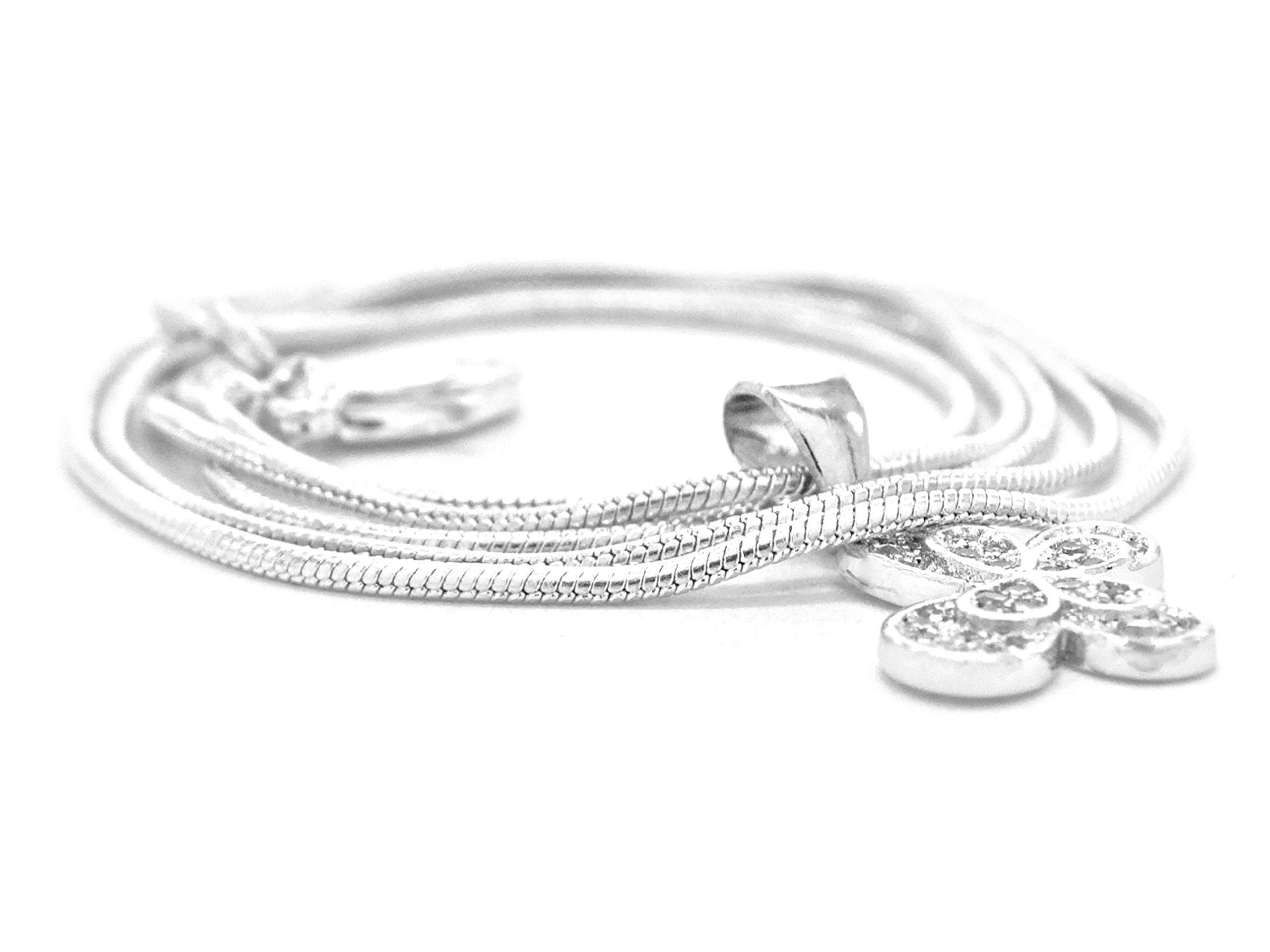 Collana con ciondolo a forma di farfalla, in argento Sterling 925, marchiato con sacchetto regalo viola e scatola nera per gioielli. e Argento, colore: bianco, cod. NI7