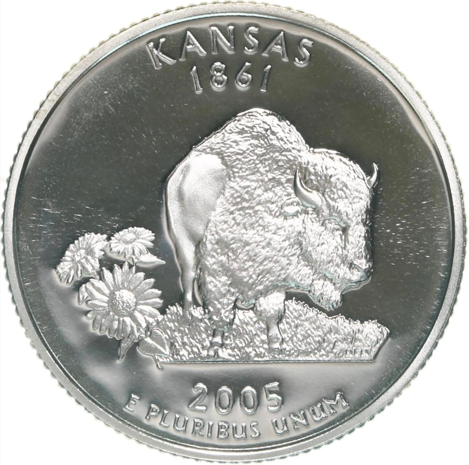 2005 S Silver Quarter 25 Cents (1/4 Dollar) PROOF Kansas Coin From Opened Mint Set I Monetized By USA Government