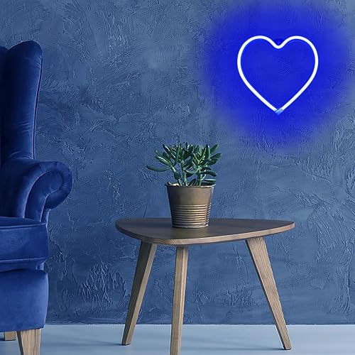 Miniatura 2 de VIFULIN Luces en forma de corazón, luz de neón de corazón azul, luces de corazón de San Valentín, luces de corazón enchufables, luces LED de San