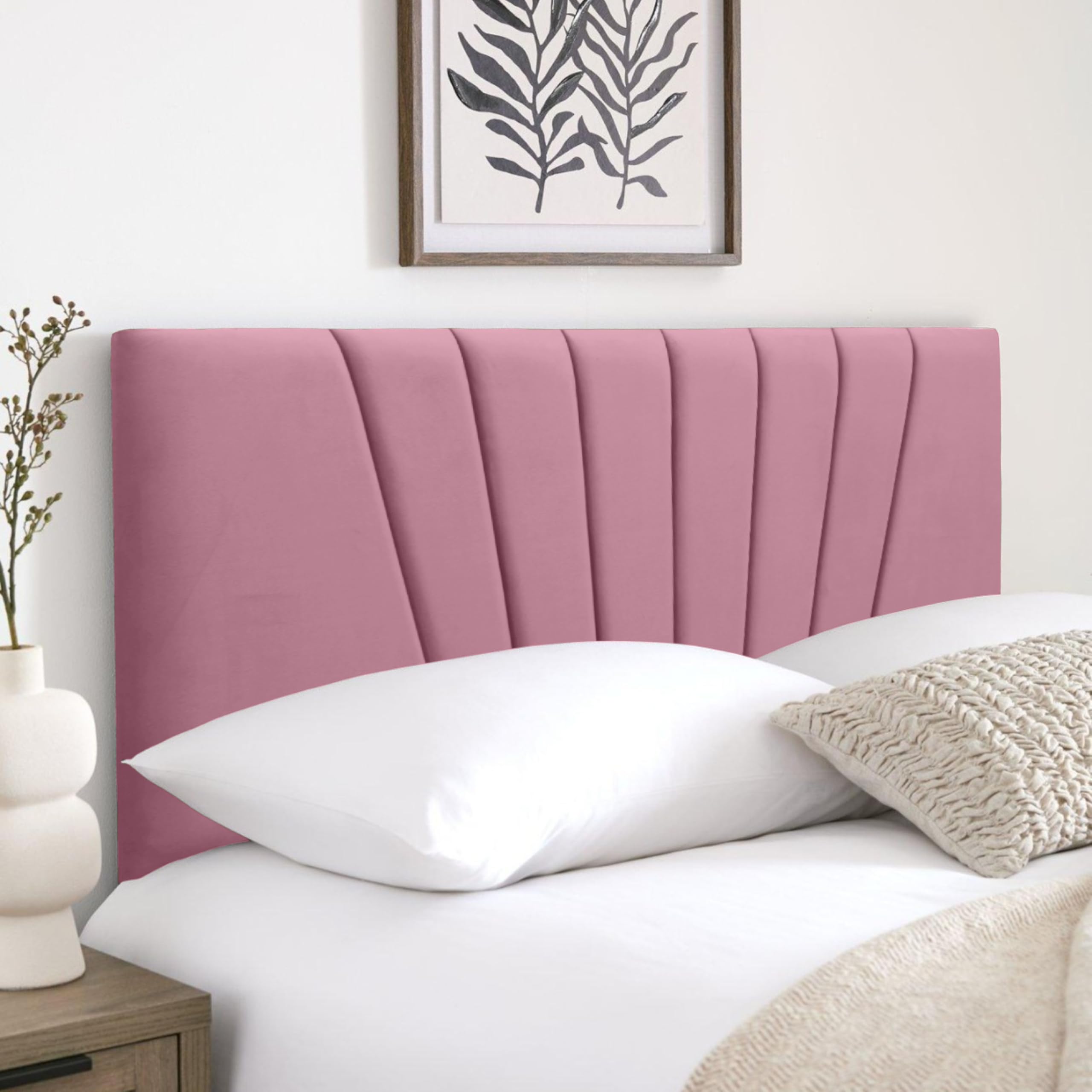 HB-1 Headboards for Beds – Sunrise 24'' Divan Bed Headboard – Headboards for Divan Beds, Bedroom & Hotel Furniture, Elegant Soft Plush Fabric Head Board (Pink Plush, 6FT Super King) — image 1
