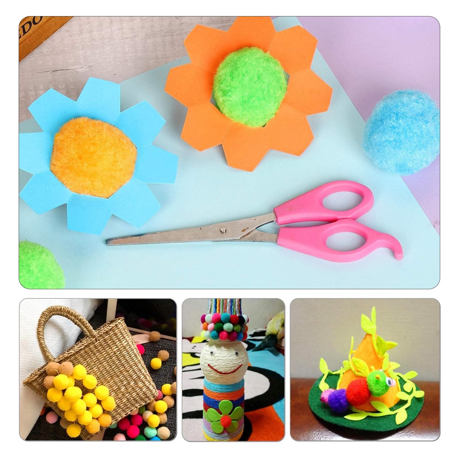 BigKego 520 Bunte Pompons – 1-3 Cm, Aus Hochelastischer Seide, Perfekt Für DIY, Basteln, Deko & Party