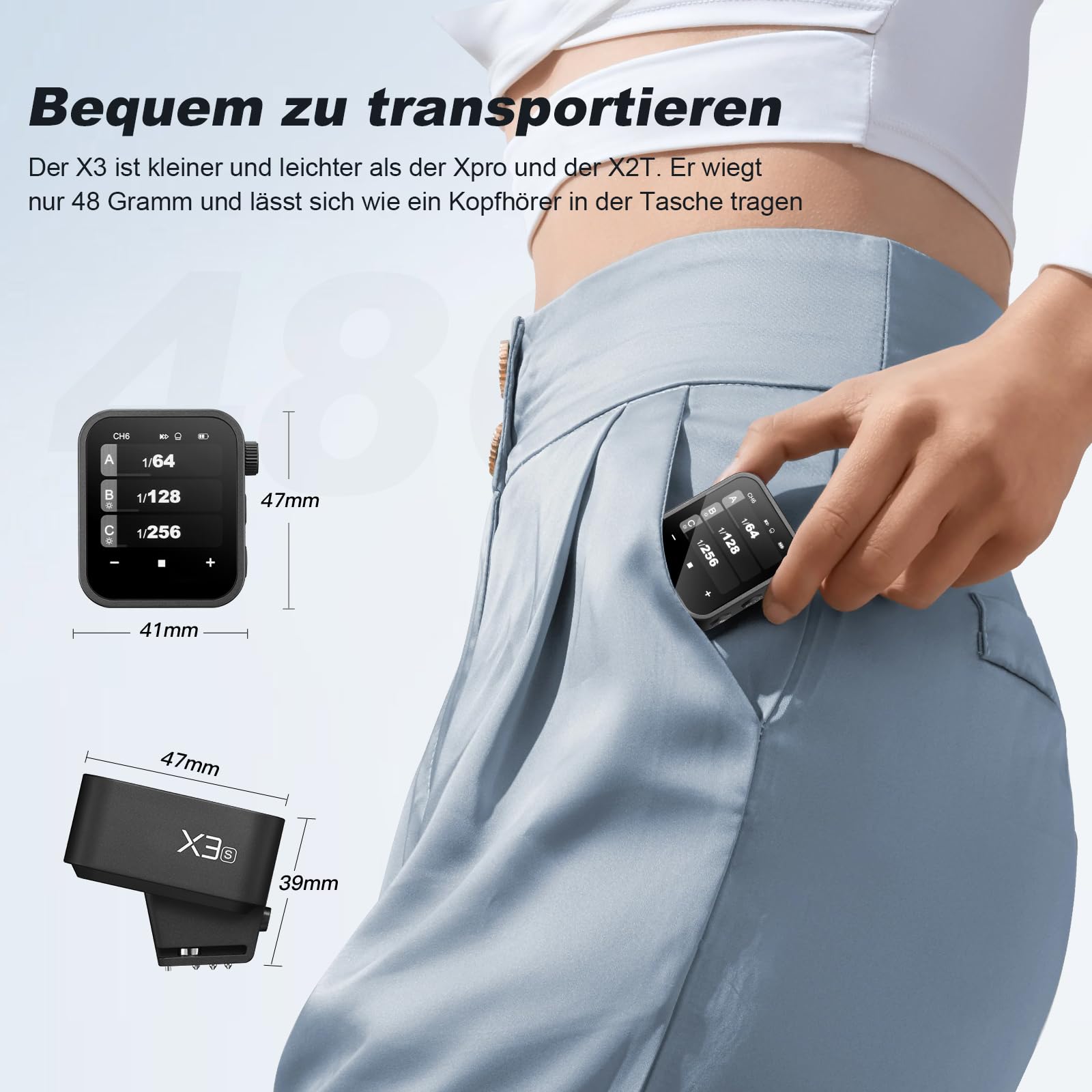 Godox X3-S Kabelloser Blitzauslöser OLED Touchscreen für Sony Kamera 2.4GHz Kabelloser 1/8000S HSS TTL Tcm Funktion Eingebauter Akku Rechargeable (Typ-c) Remote Kamerablitz Abzug für Sony