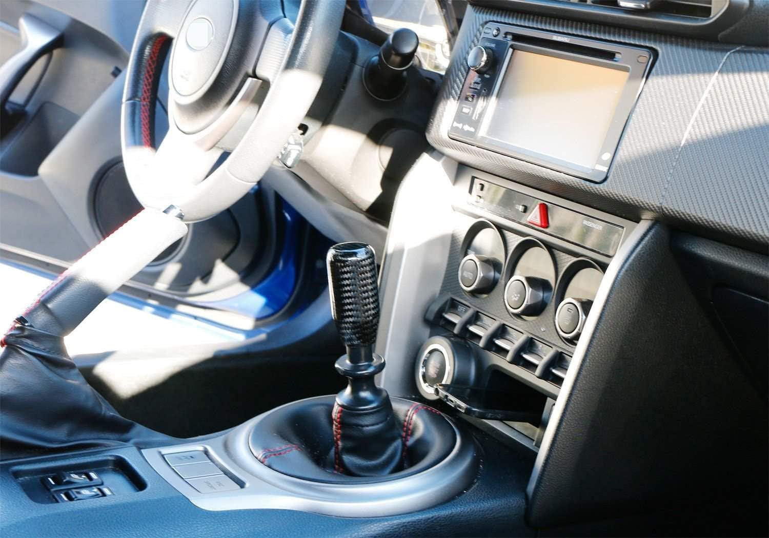iJDMTOY Glossy Black Real Carbon Fiber Shift Knob Compatible with Most Car 6-Speed, 5-Speed, 4-Speed Manual or Automatic, etc