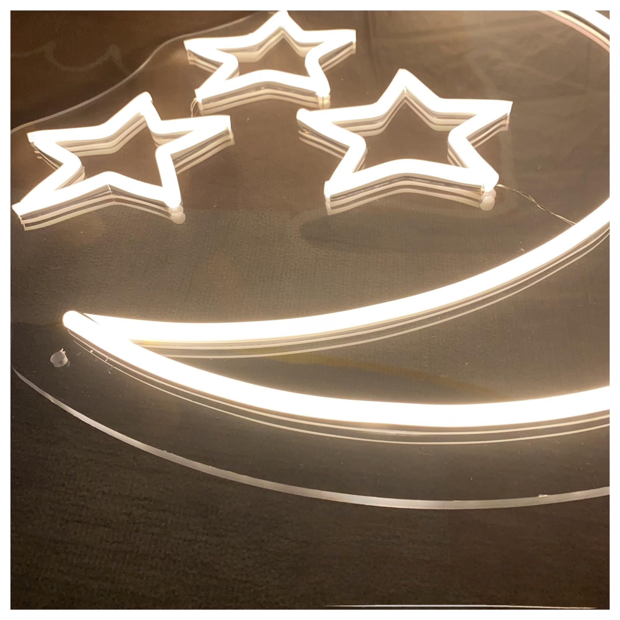 Décor Mural Lumière Décoration Murale Néon Étoiles Et Lune Pour Salle De Jeux, Chambre, Bar, Salon, Fête D'anniversaire 45cm