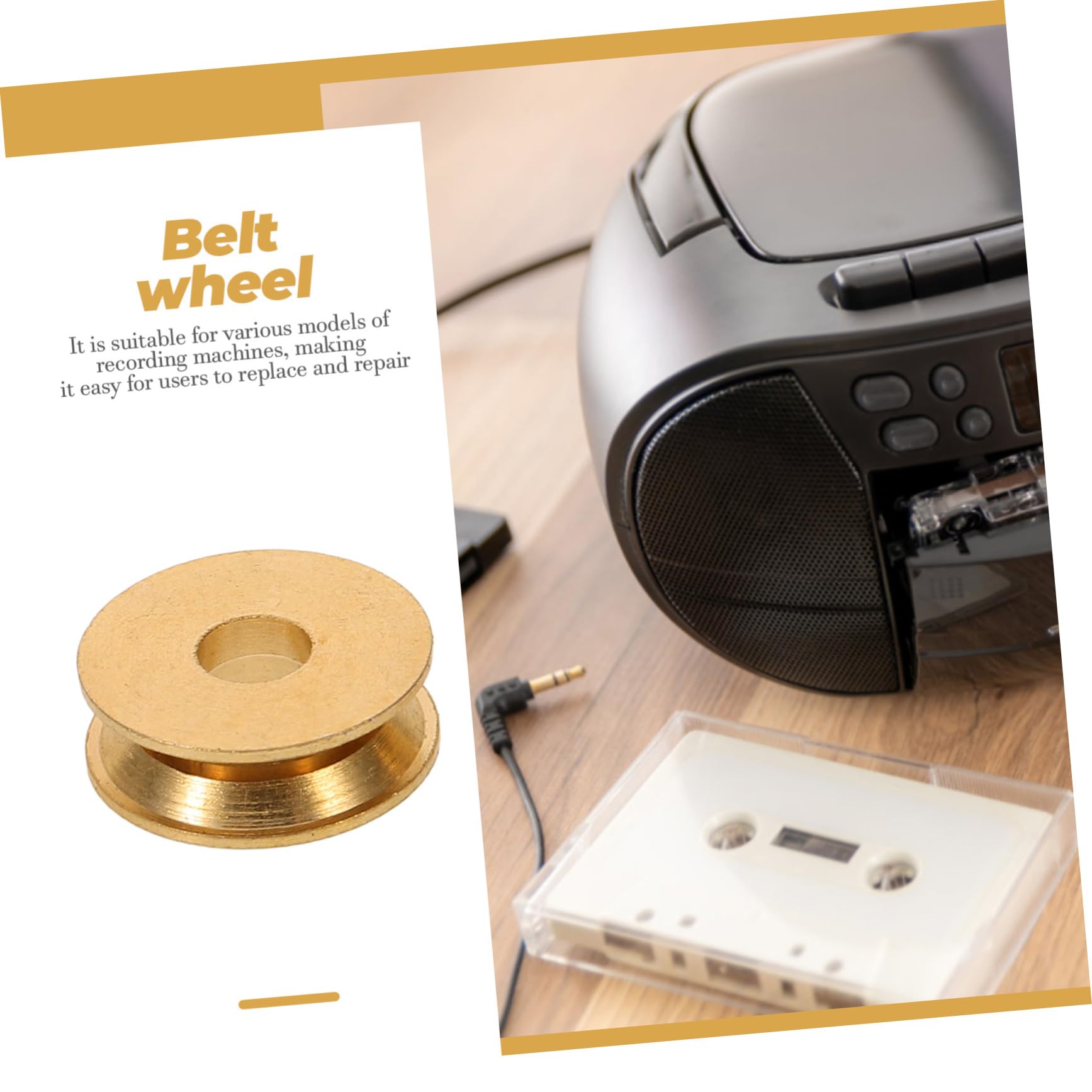 DOITOOL 10 Stück Riemenscheibe der Aufnahmemaschine aus Kunststoff in Gold zum Ersetzen und Reparieren Geräusche und Vibrationen Passend für Motorantriebsräder