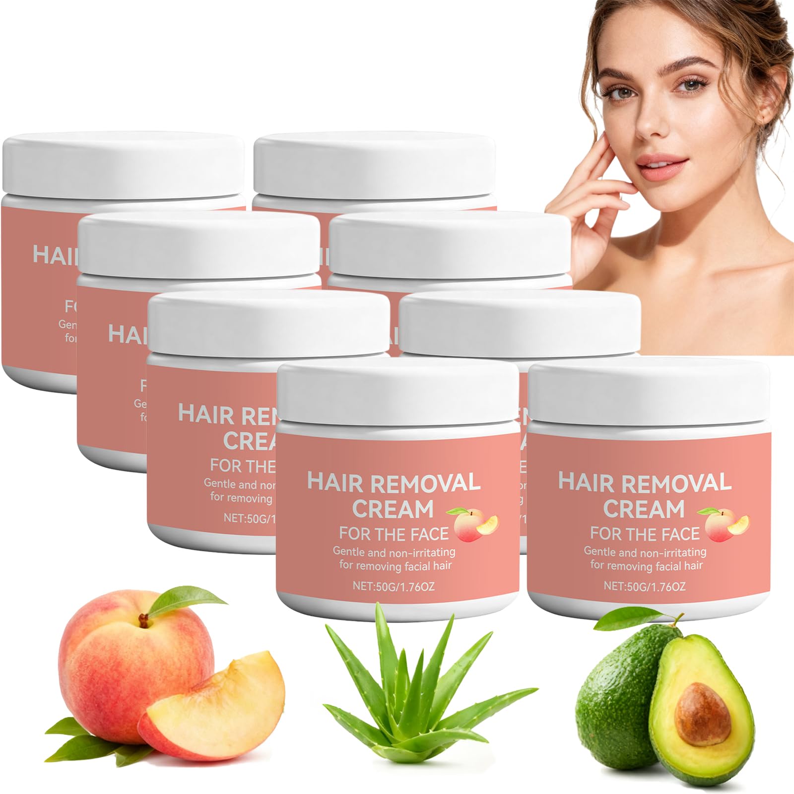 Crema di depilazione facciale per donne,Crema depilatoria senza barba per il viso, crema depilatoria per donne labbra superiori, mento,crema di depilazione morbida rapida per pelle sensibile (8 pezzi)